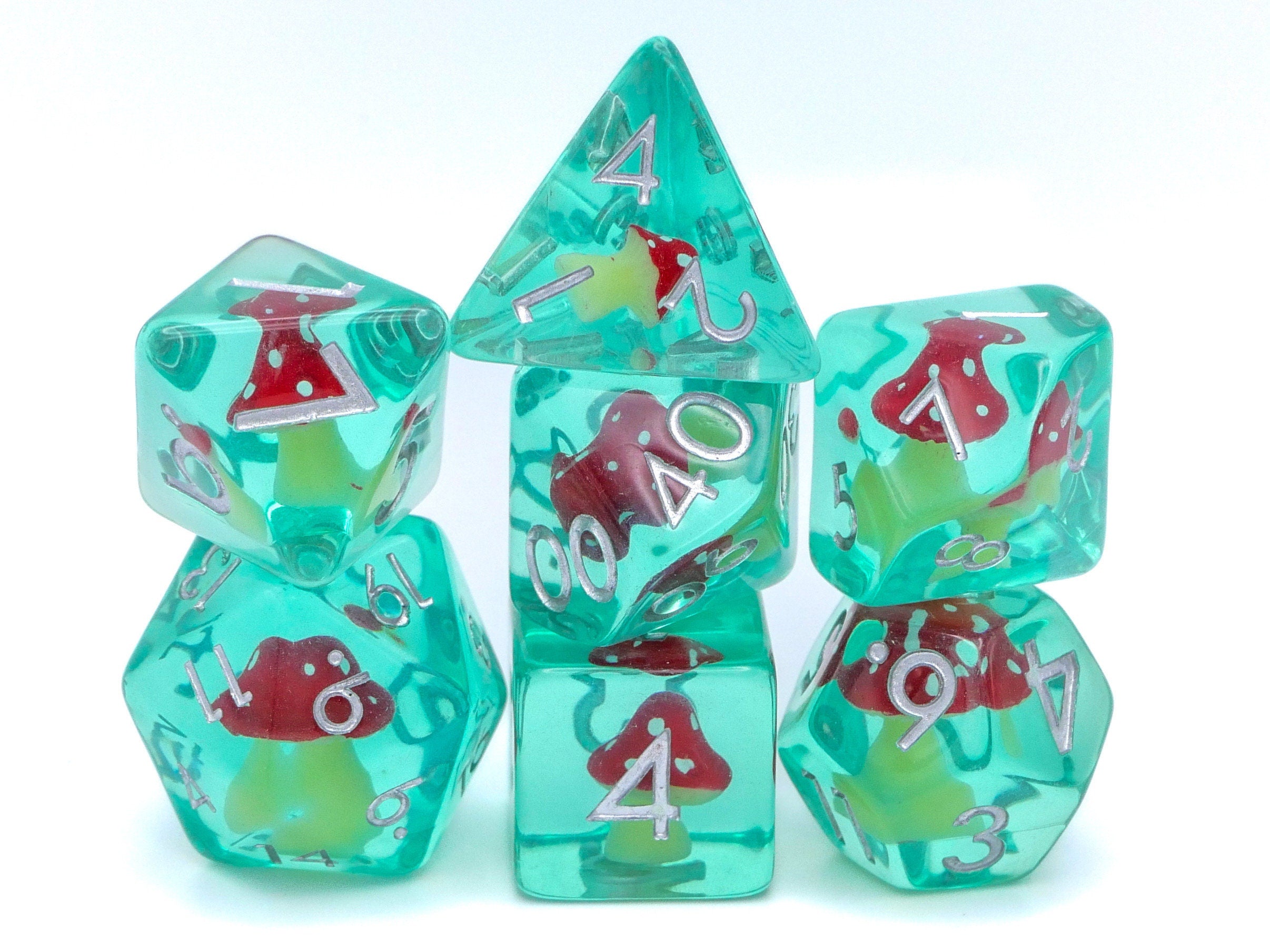 Mushroom Reain DnD Dice Set: 7 Piece Fungus RPG Dice, 10+ Colors