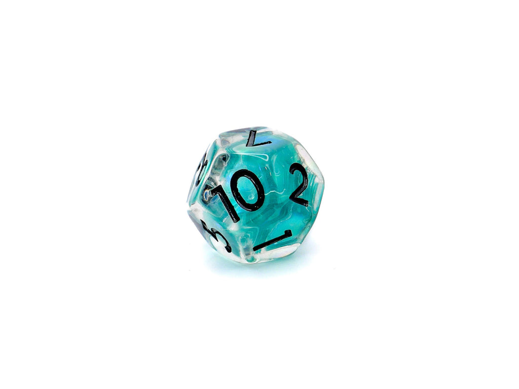 Teal Iceberg DnD Dice Set: 7 Piece Glitter Resin RPG Dice
