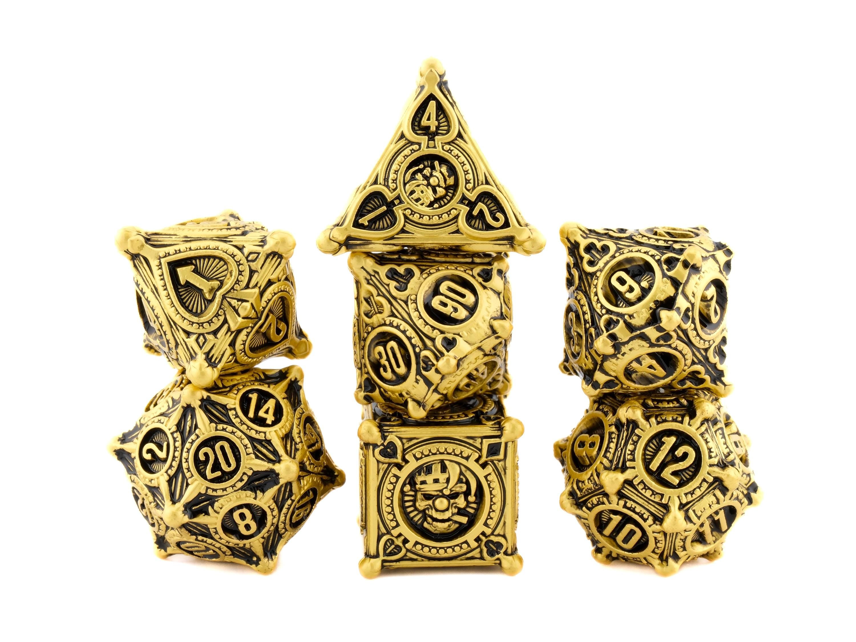 Joker Metal DnD Dice Set: Skull Clown, Playing Card RPG Dice