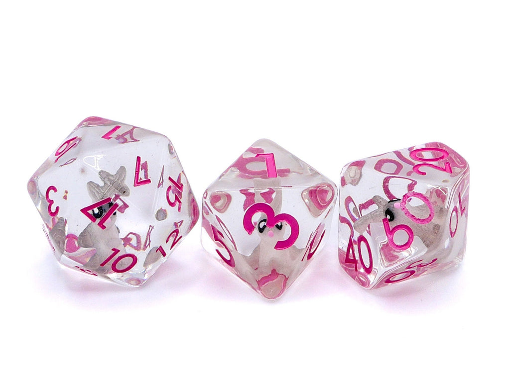 Bunny DnD Dice Set: 7 Piece Resin RPG Dice