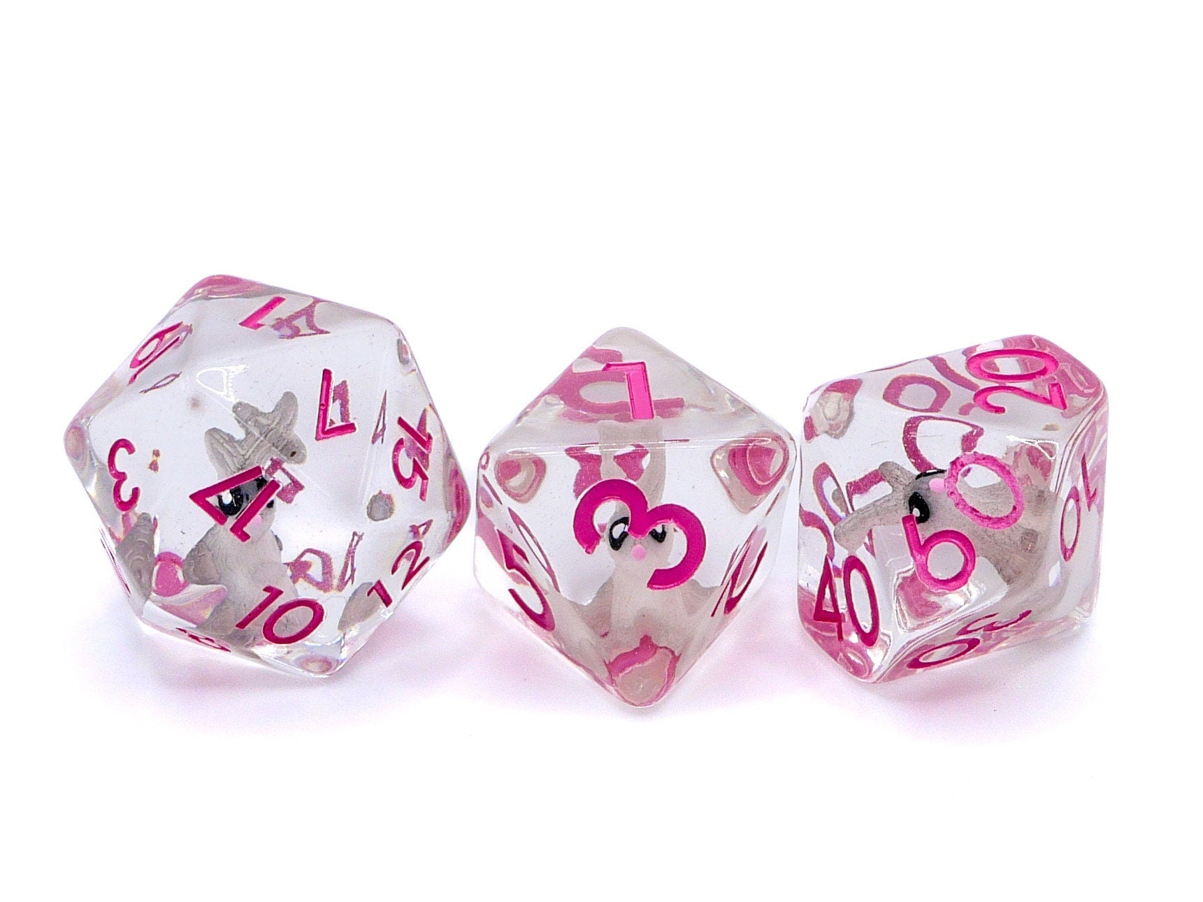Bunny DnD Dice Set: 7 Piece Resin RPG Dice