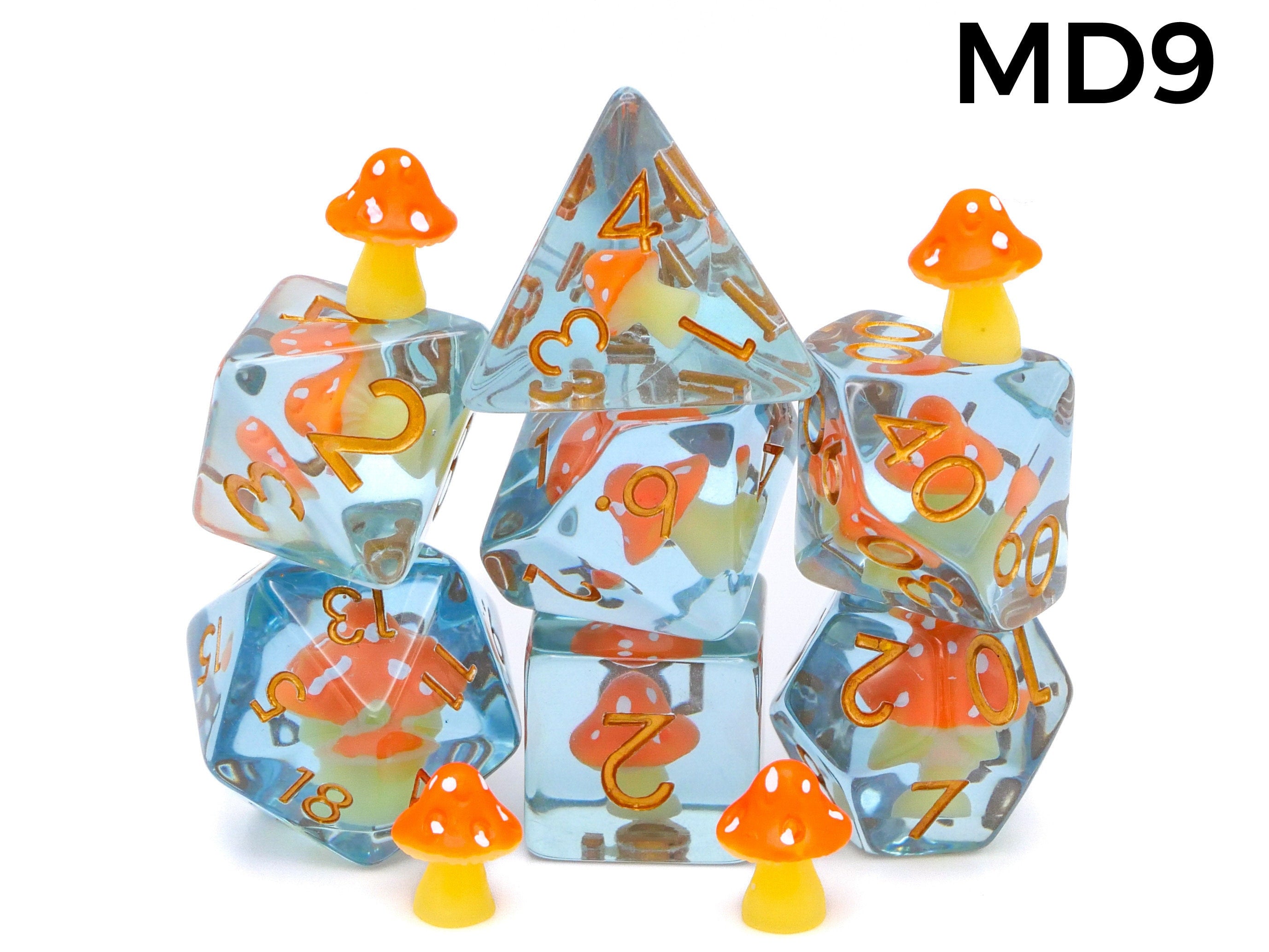 Mushroom Reain DnD Dice Set: 7 Piece Fungus RPG Dice, 10+ Colors