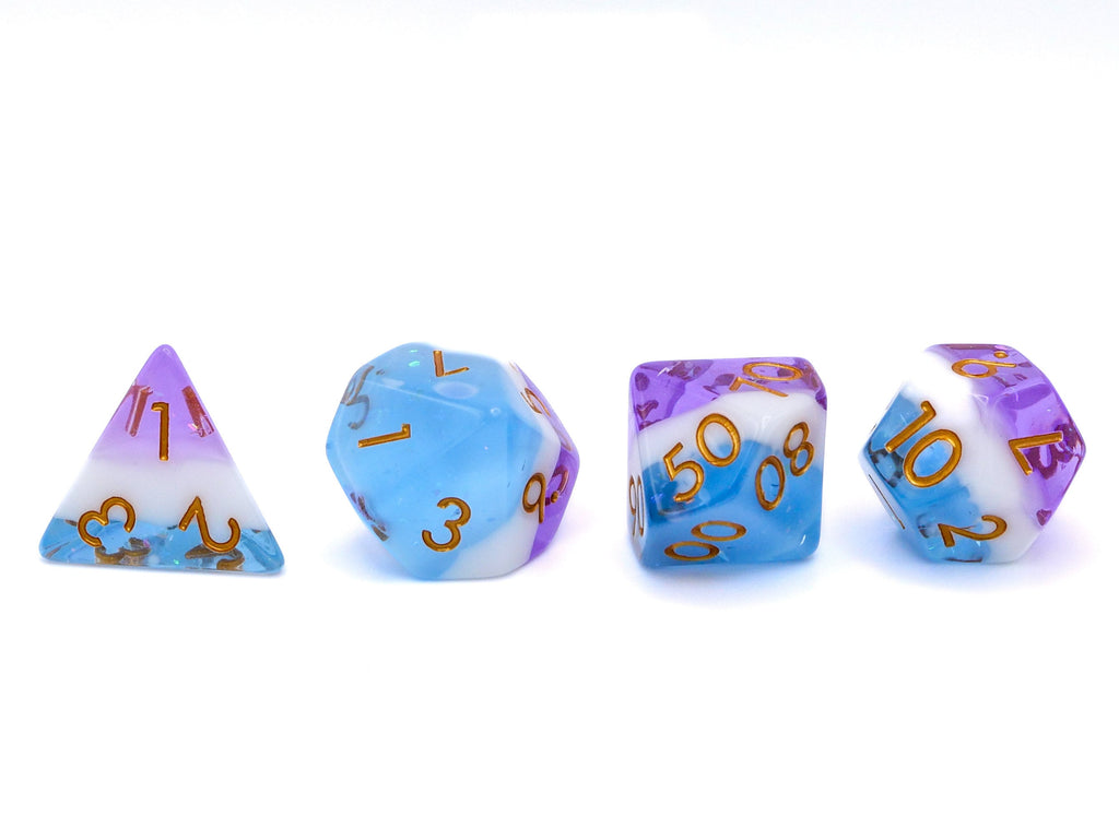 Taffy Swirl Resin DnD Dice Set: 7 Piece RPG Dice