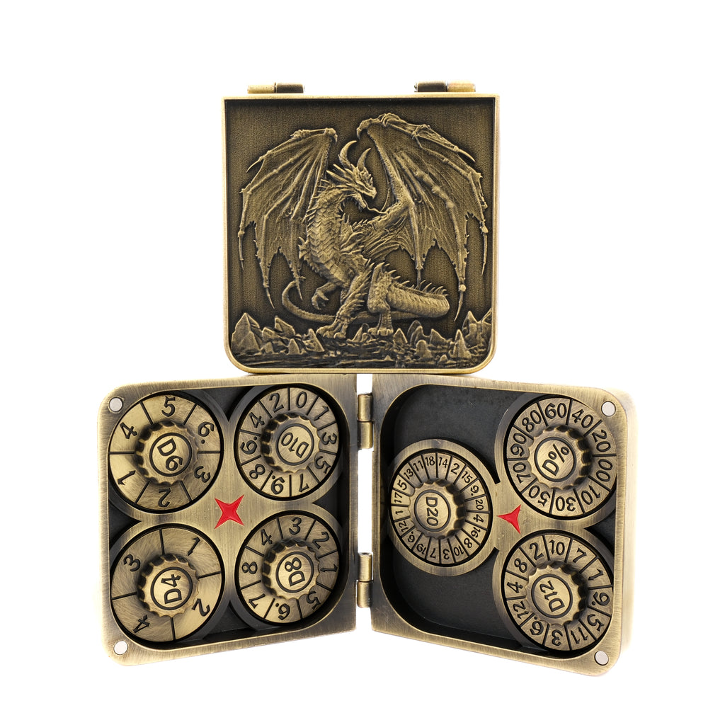 Dragon Metal Foldable 7-in-1 Spinning DND Dice Set