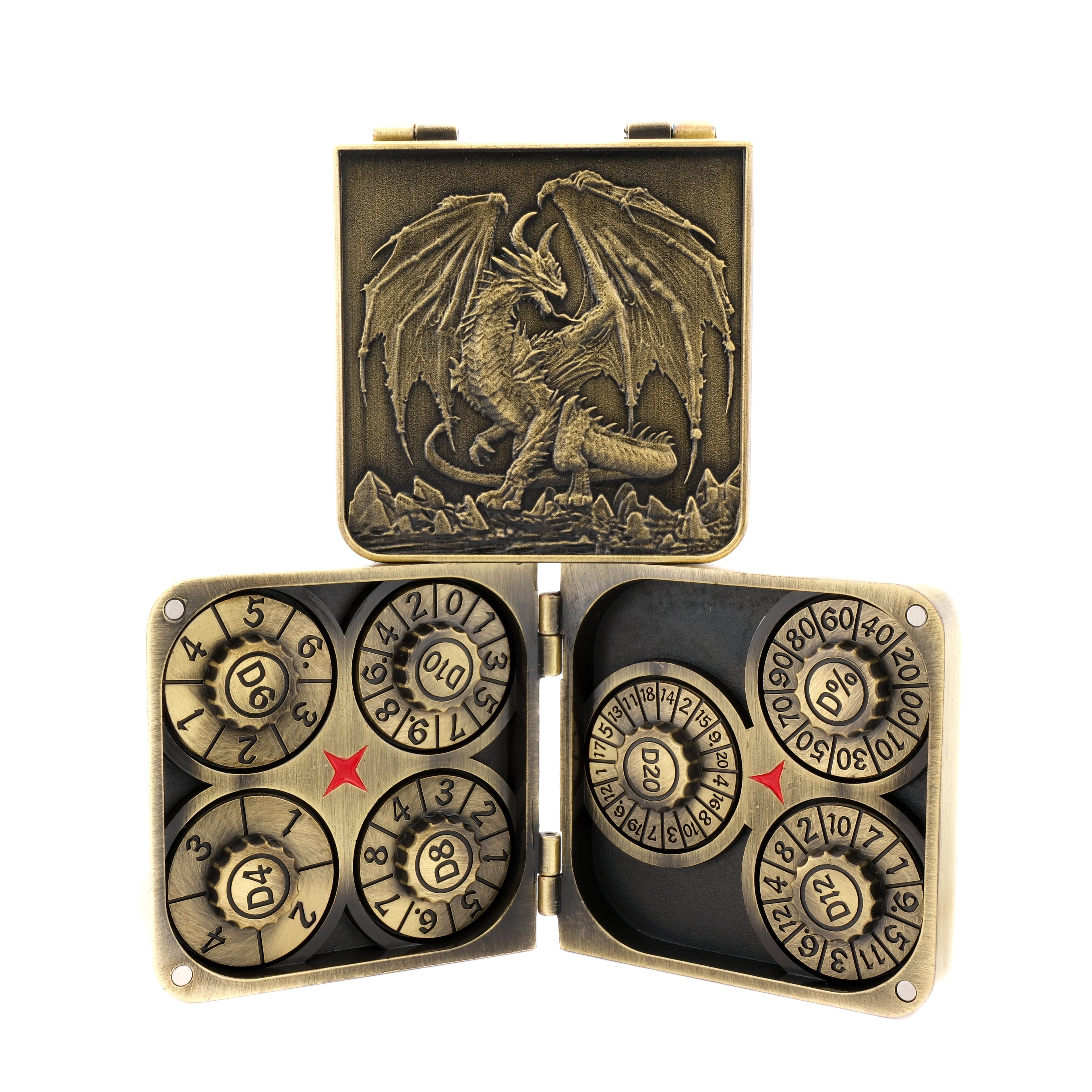 Dragon Metal Foldable 7-in-1 Spinning DND Dice Set