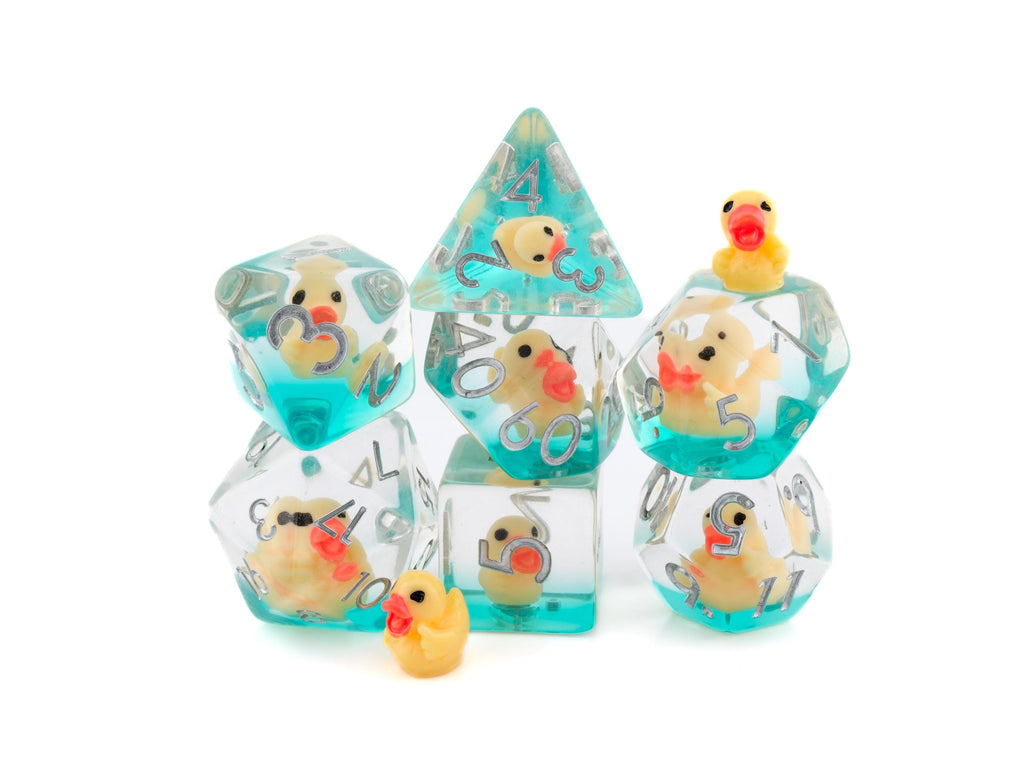 Rubber Duck Resin DnD Dice Set: 7-Piece Bird RPG Dice