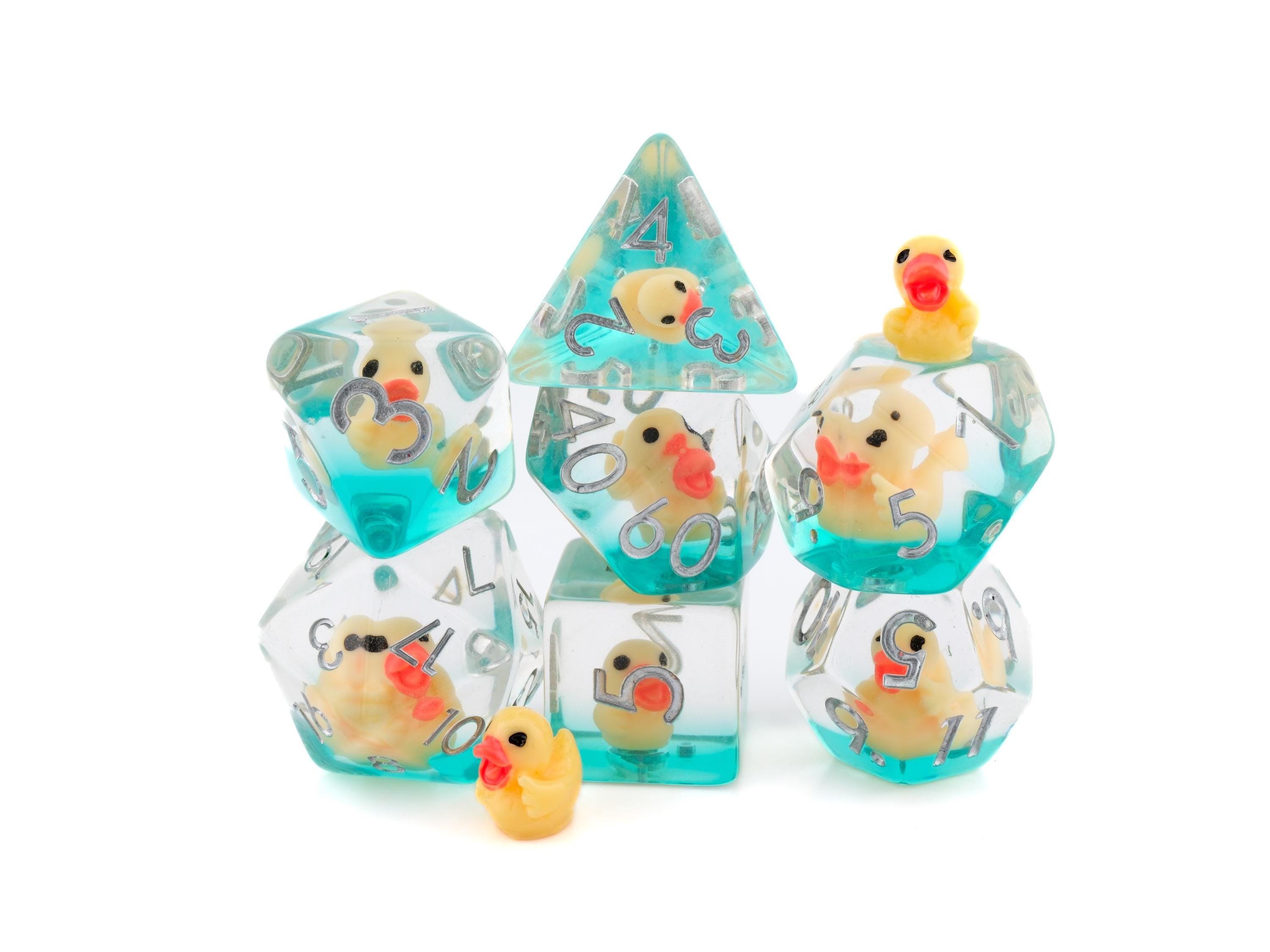 Rubber Duck Resin DnD Dice Set: 7-Piece Bird RPG Dice