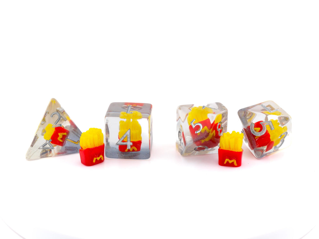 Fries Resin DnD Dice Set: 7-Piece Fast Food RPG Dice