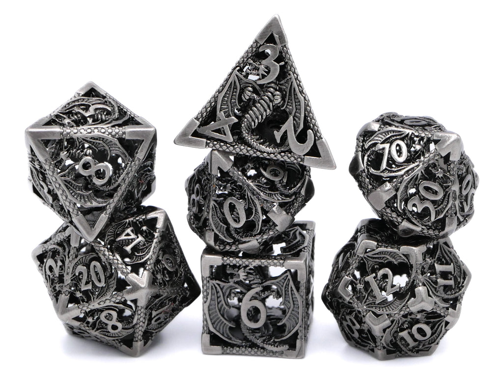 Dragon Hollow Metal DnD Dice Set: 7 Pieve Wyvern RPG Dice