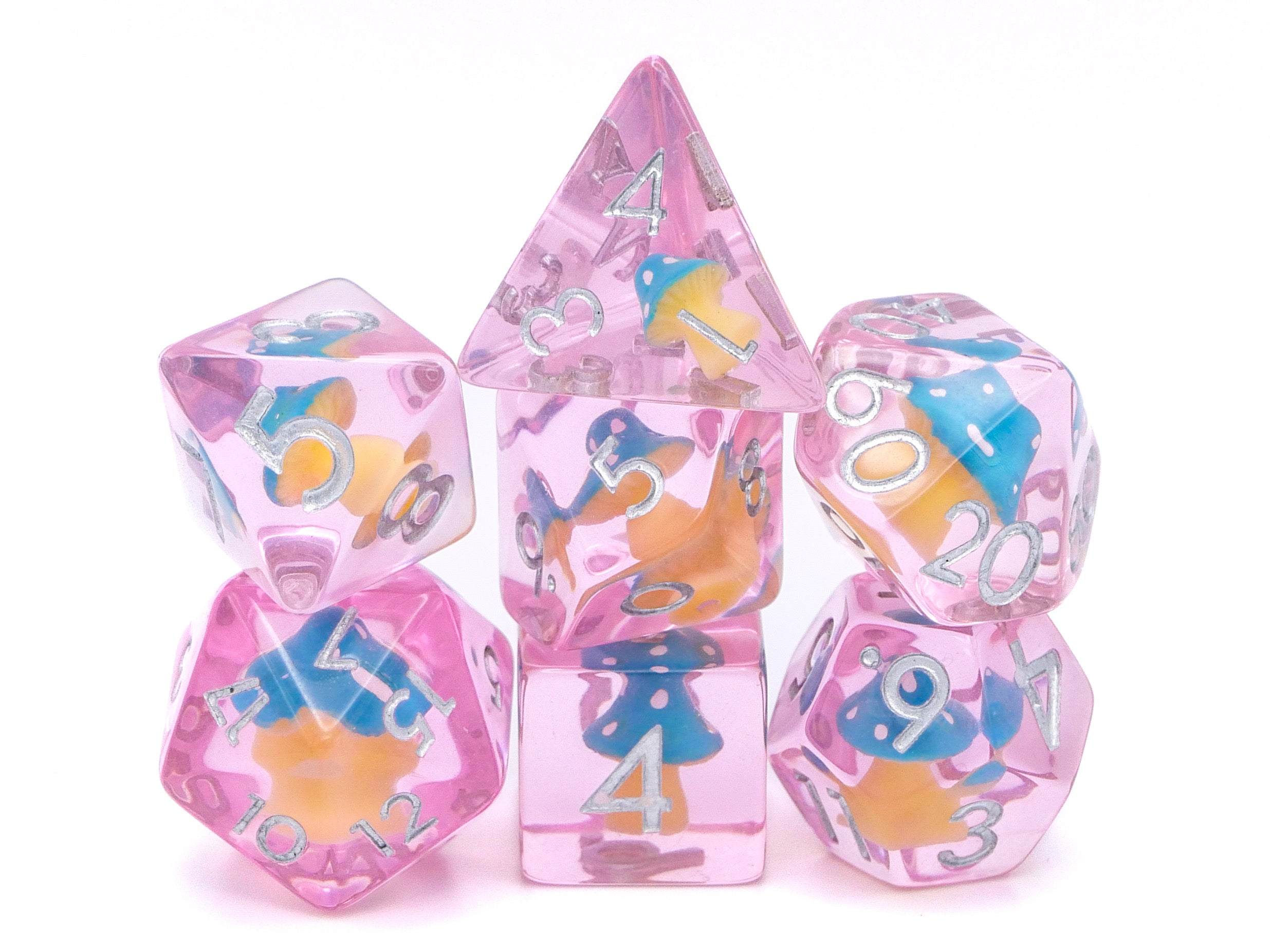 Mushroom Reain DnD Dice Set: 7 Piece Fungus RPG Dice, 10+ Colors