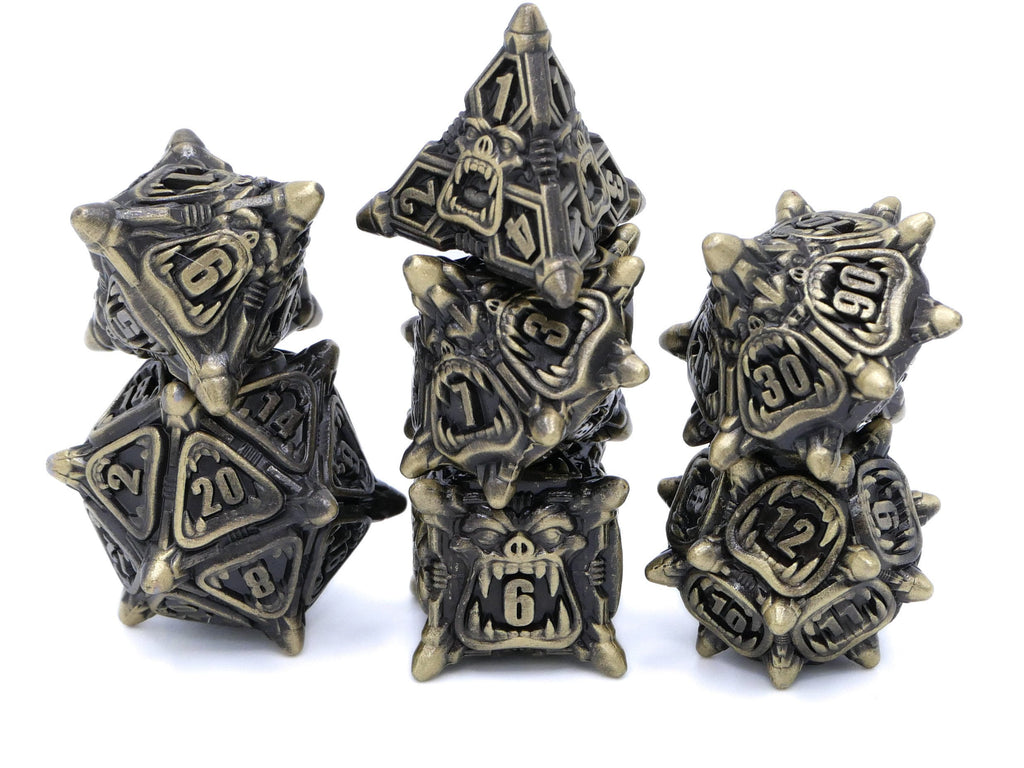 Orc Metal DnD Dice Set: 7 Piece Monster RPG Dice