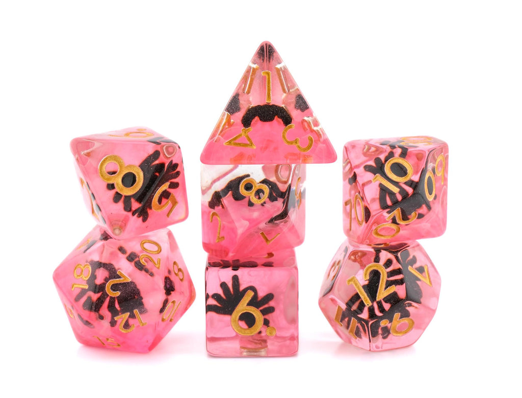 Spider Resin DnD Dice Set: 7-Piece Crawly Bug RPG Dice