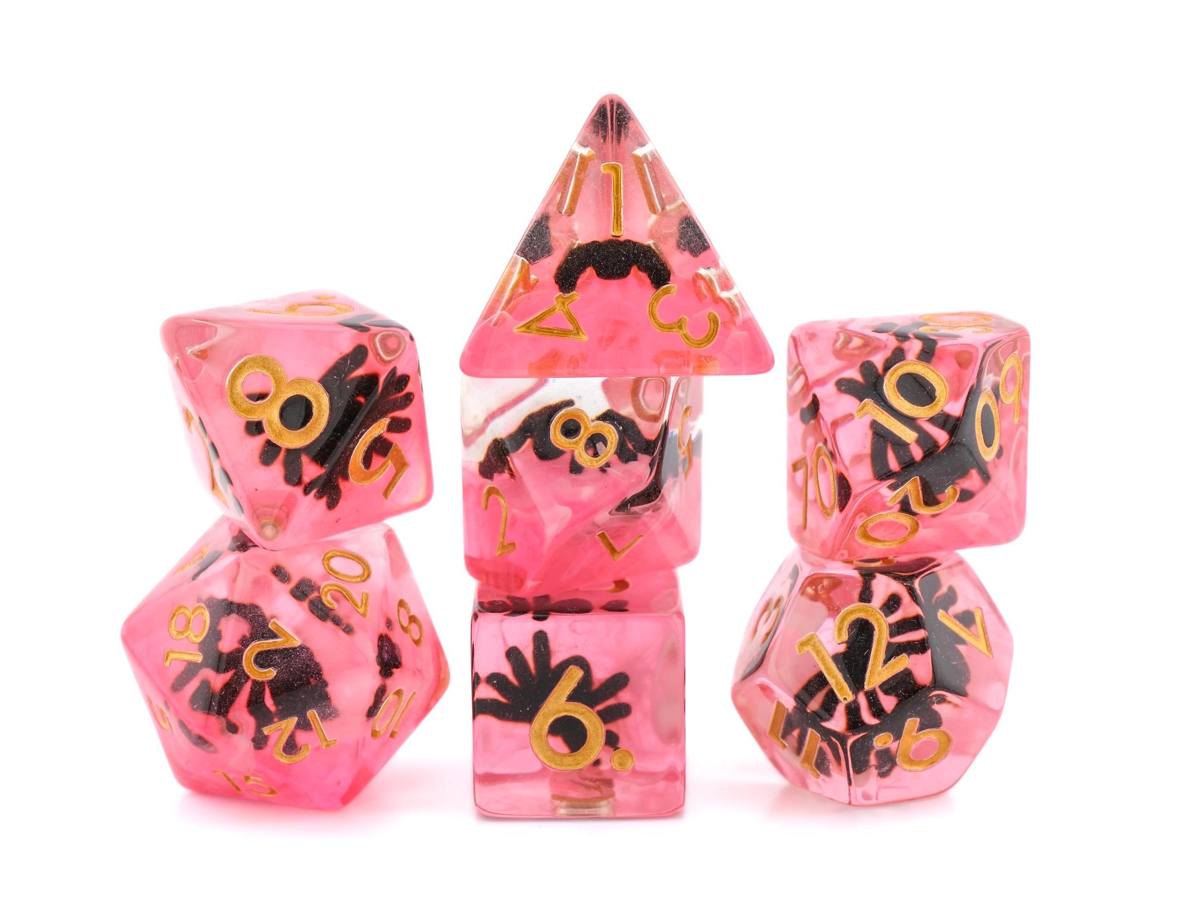 Spider Resin DnD Dice Set: 7-Piece Crawly Bug RPG Dice