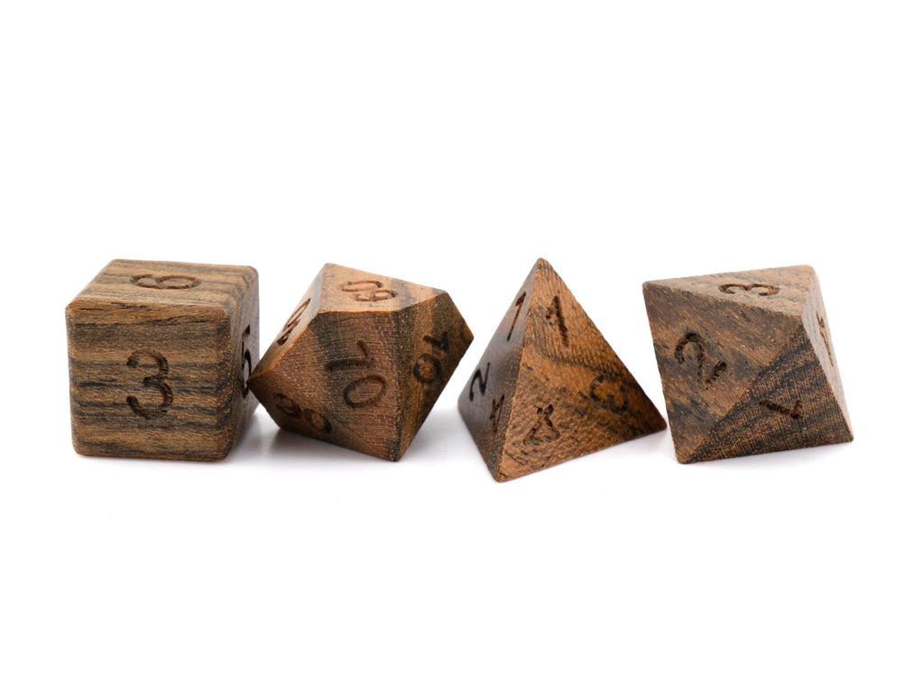 Sandalwood DnD Dice Set: 7-Piece Golden Wood RPG Dice