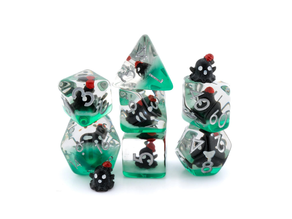 Ghost Resin DnD Dice Set: 7 Piece Spirit RPG Dice