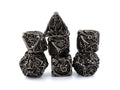 Skull and Bones Hollow Metal DnD Dice Set: 7 Piece Skeleton RPG Dice