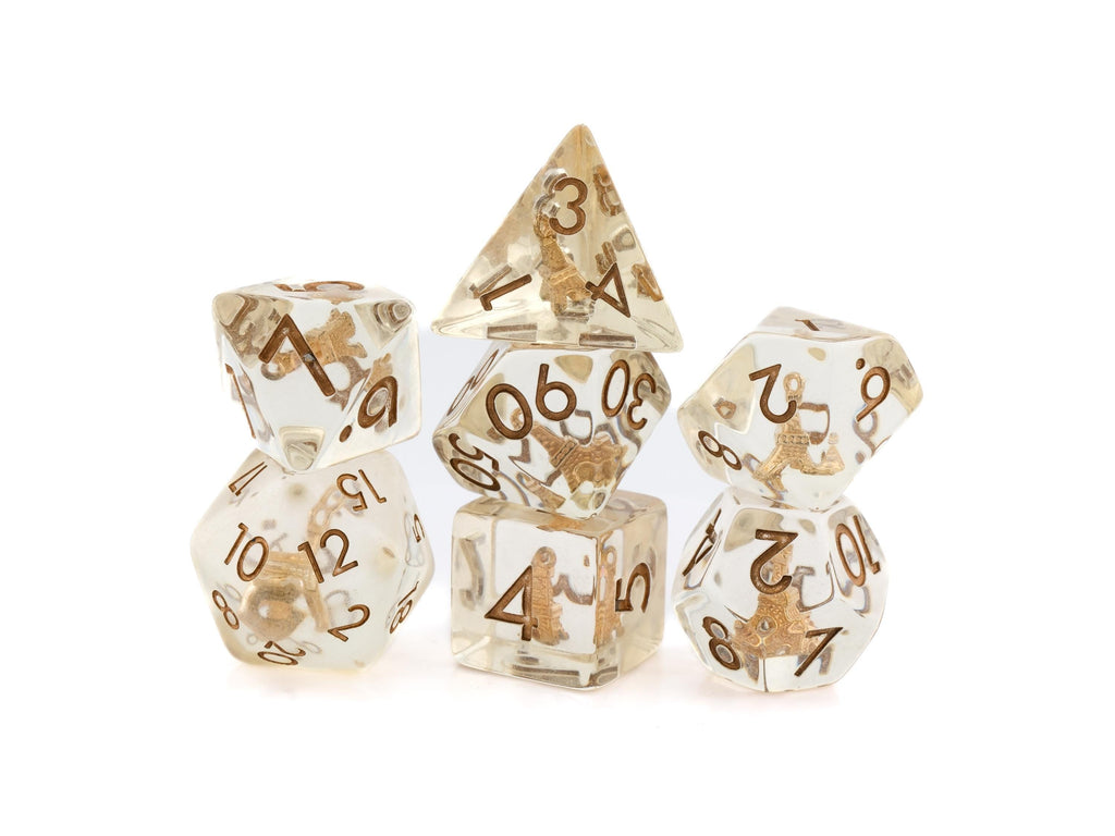 Eiffel Tower Resin DnD Dice Set: 7 Piece Paris Architecture RPG Dice