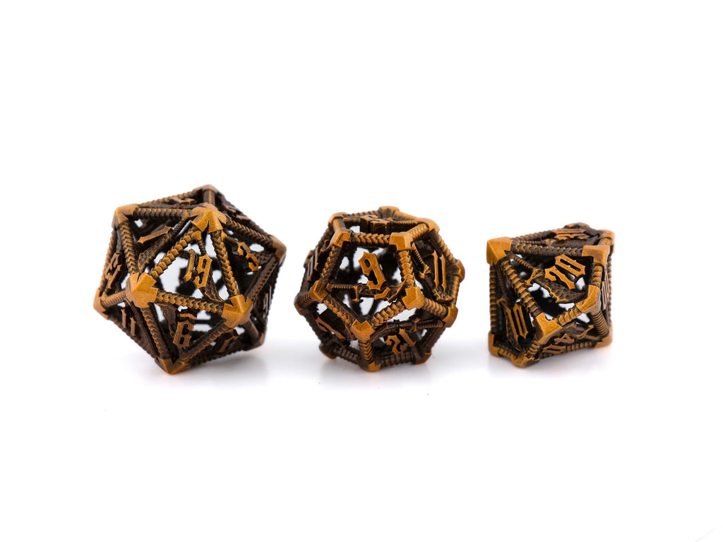 Blades Of Chaos Hollow Metal DnD Dice Set: 7 Piece God Of War RPG Dice