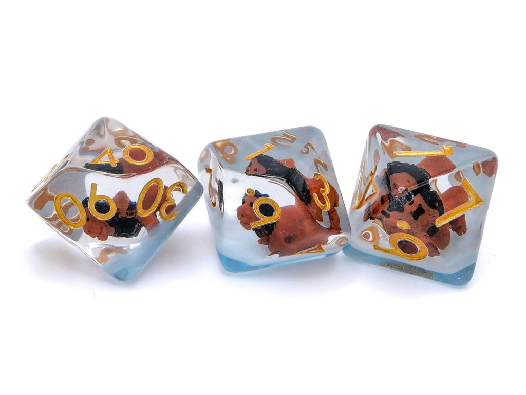 Lion Resin DnD Dice Set: 7 Piece Wild Feline RPG Dice