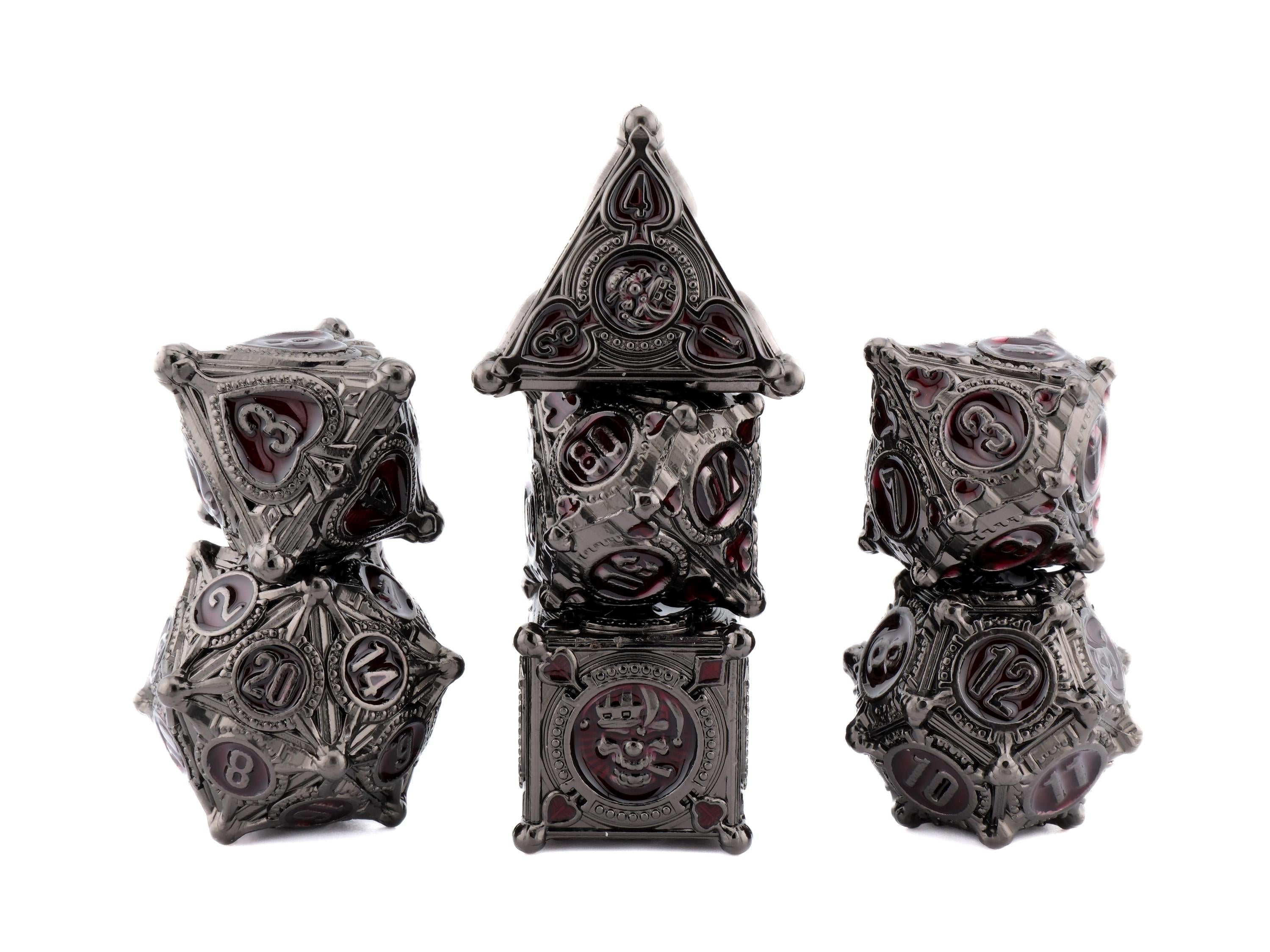 Joker Metal DnD Dice Set: Skull Clown, Playing Card RPG Dice