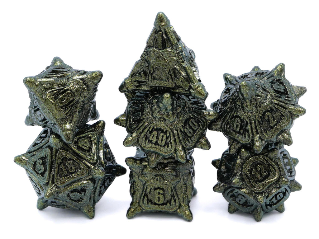 Orc Metal DnD Dice Set: 7 Piece Monster RPG Dice
