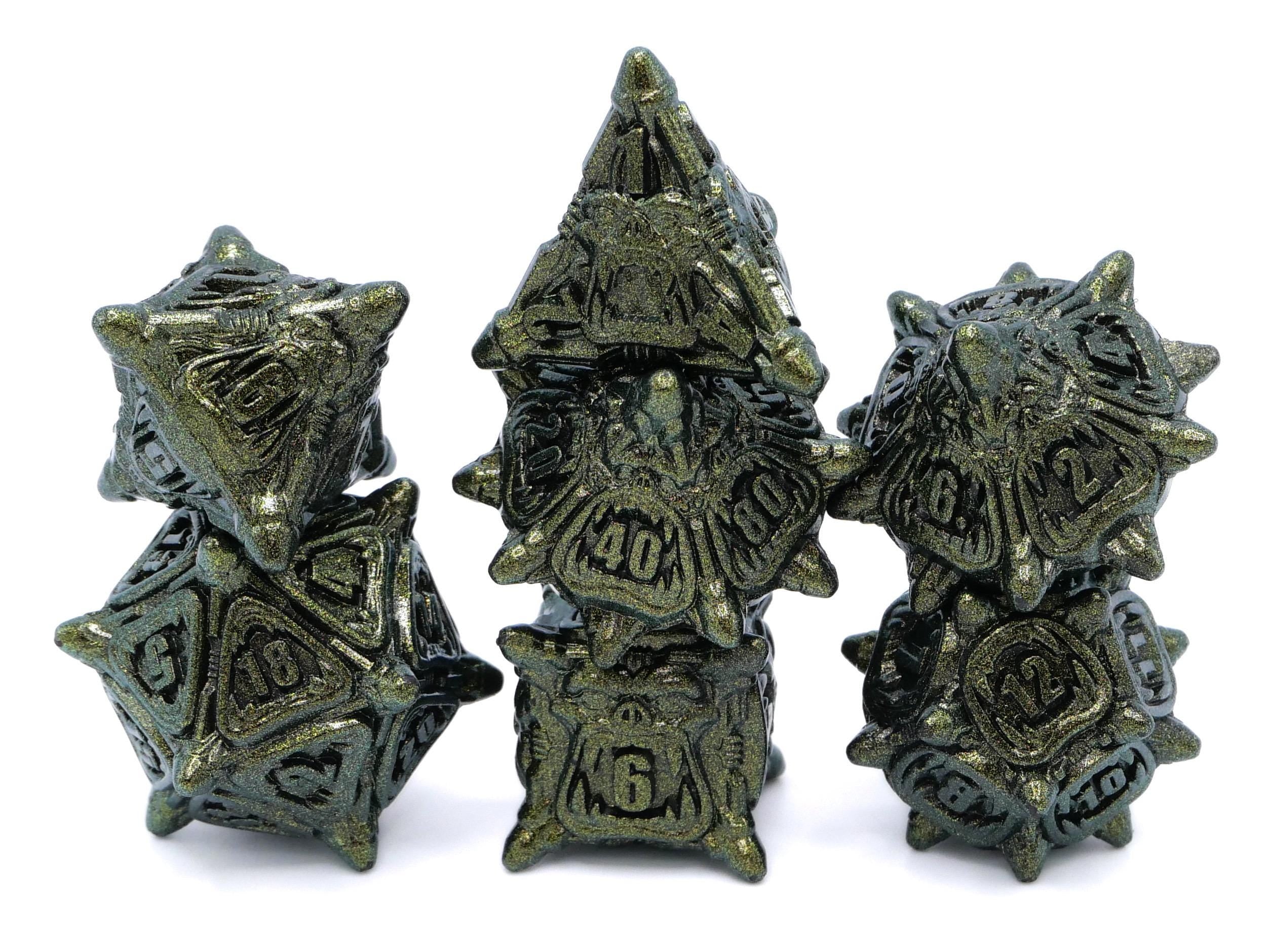 Orc Metal DnD Dice Set: 7 Piece Monster RPG Dice