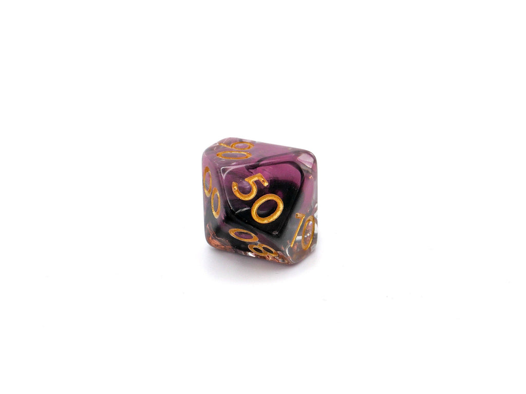 Nebula Resin DnD Dice Set: Swirled Colors, Copper Foil - 7 Piece RPG Dice