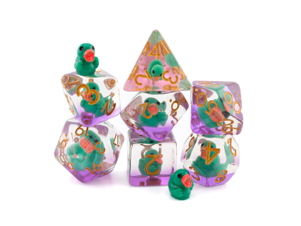 Rubber Duck Resin DnD Dice Set: 7-Piece Bird RPG Dice
