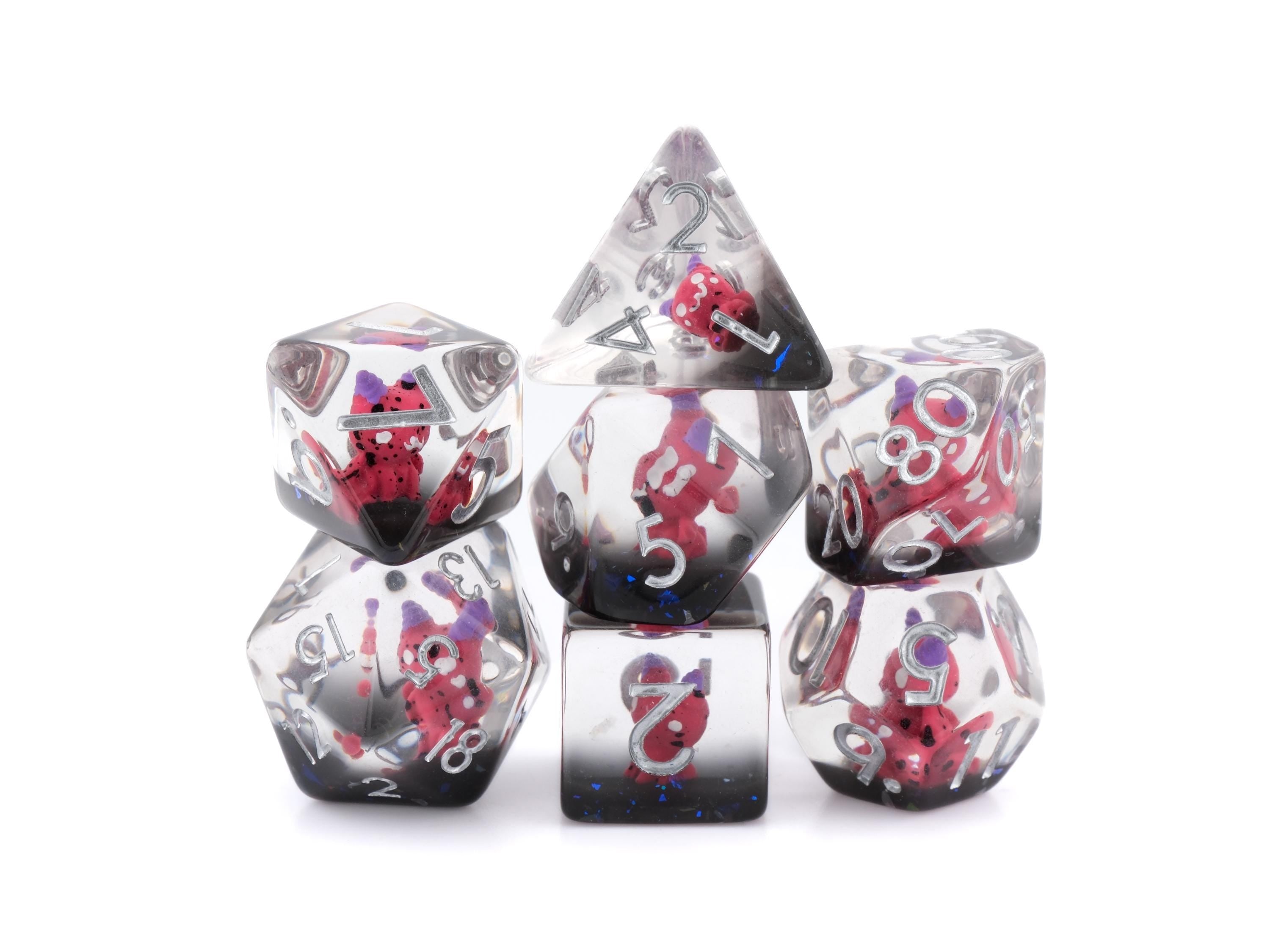 Demon Cat DnD Dice Set | 7 Piece Resin RPG Dice | Cute Supernatural Kitty | Tabletop RPG | Dungeons and Dragons | Nerdy Gamer Gift