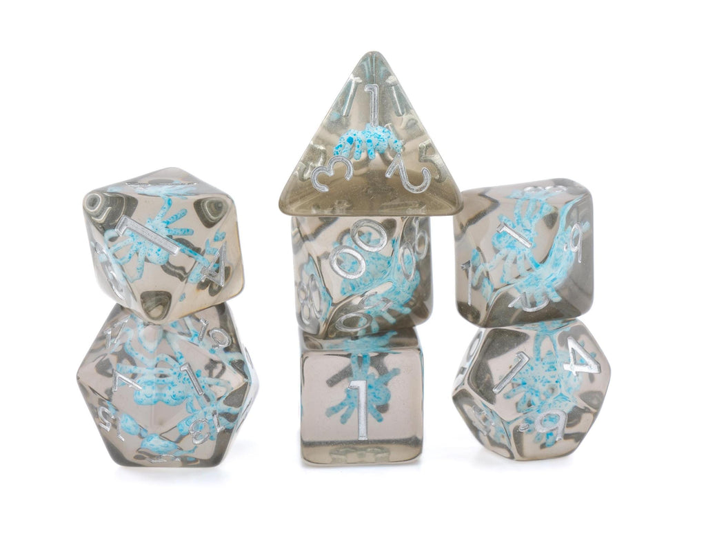 Spider Resin DnD Dice Set: 7-Piece Crawly Bug RPG Dice
