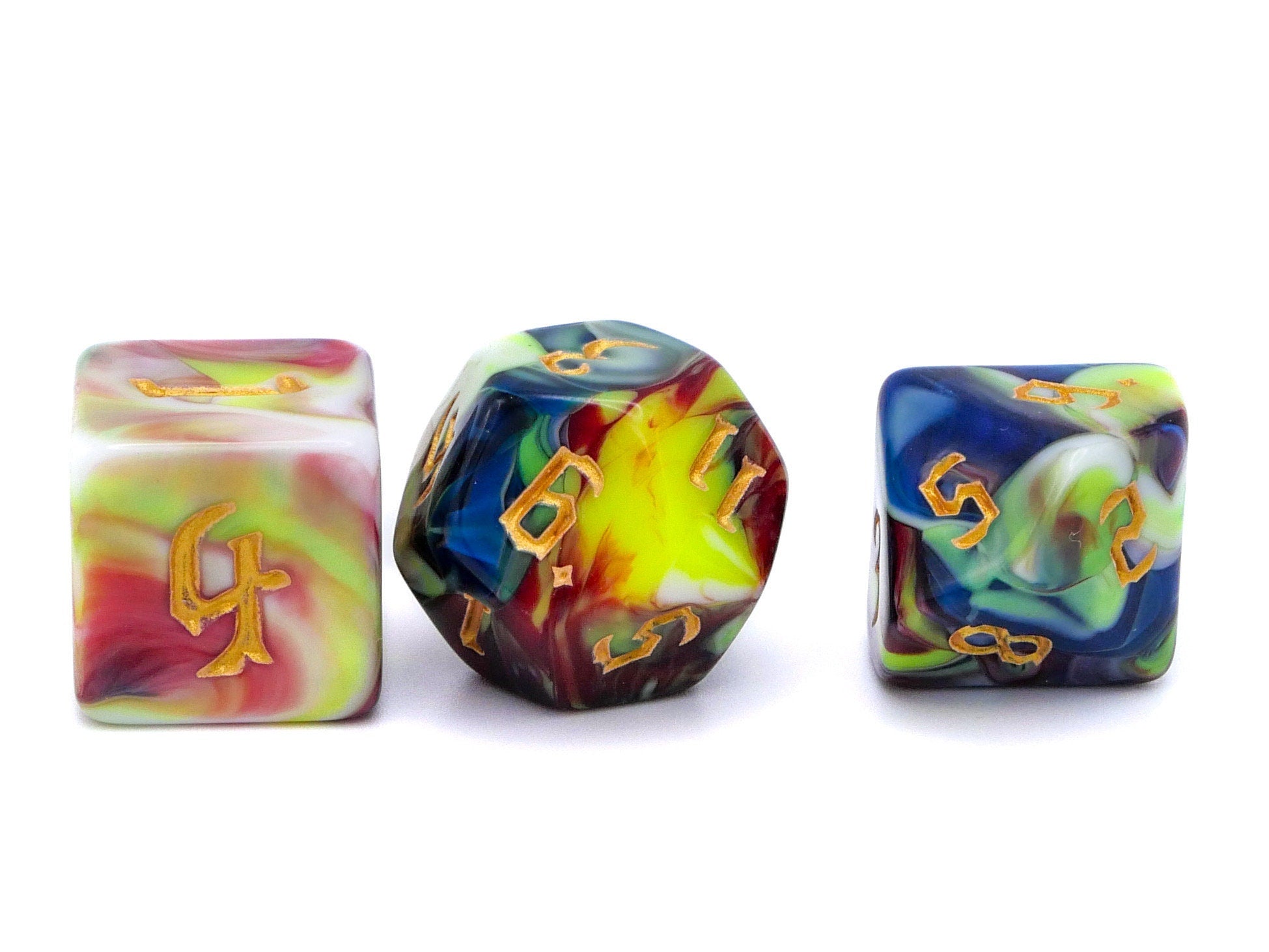 Firestorm Fusion DnD Dice Set: 7 Piece Blended Acrylic RPG Dice