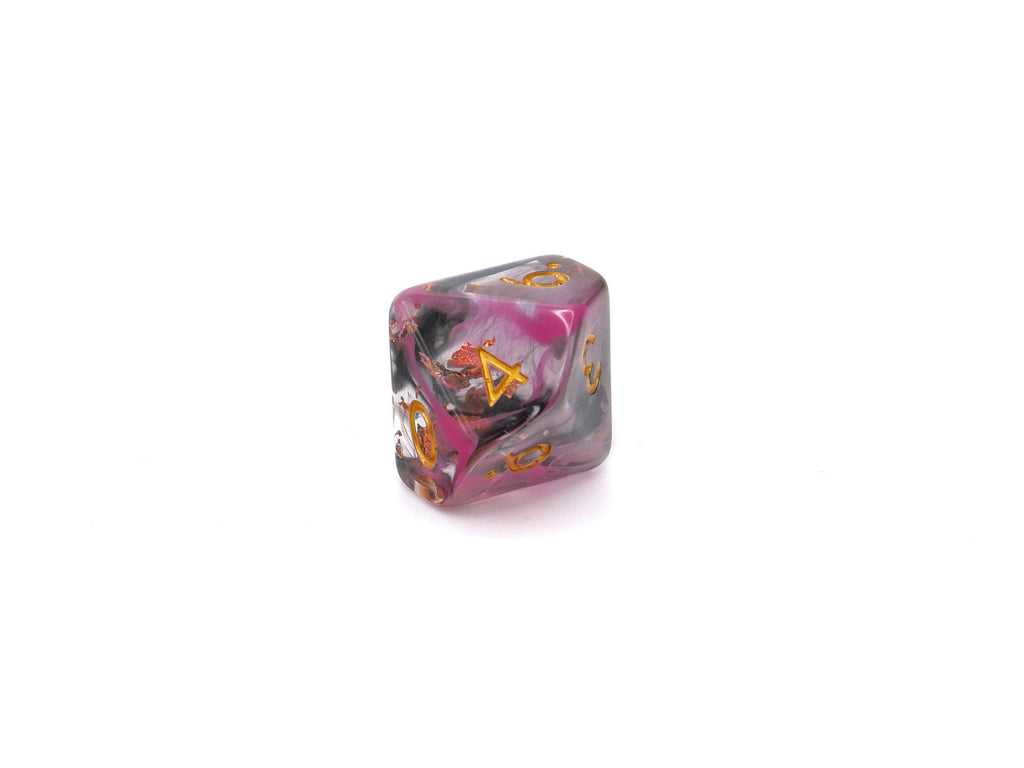 Nebula Resin DnD Dice Set: Swirled Colors, Copper Foil - 7 Piece RPG Dice