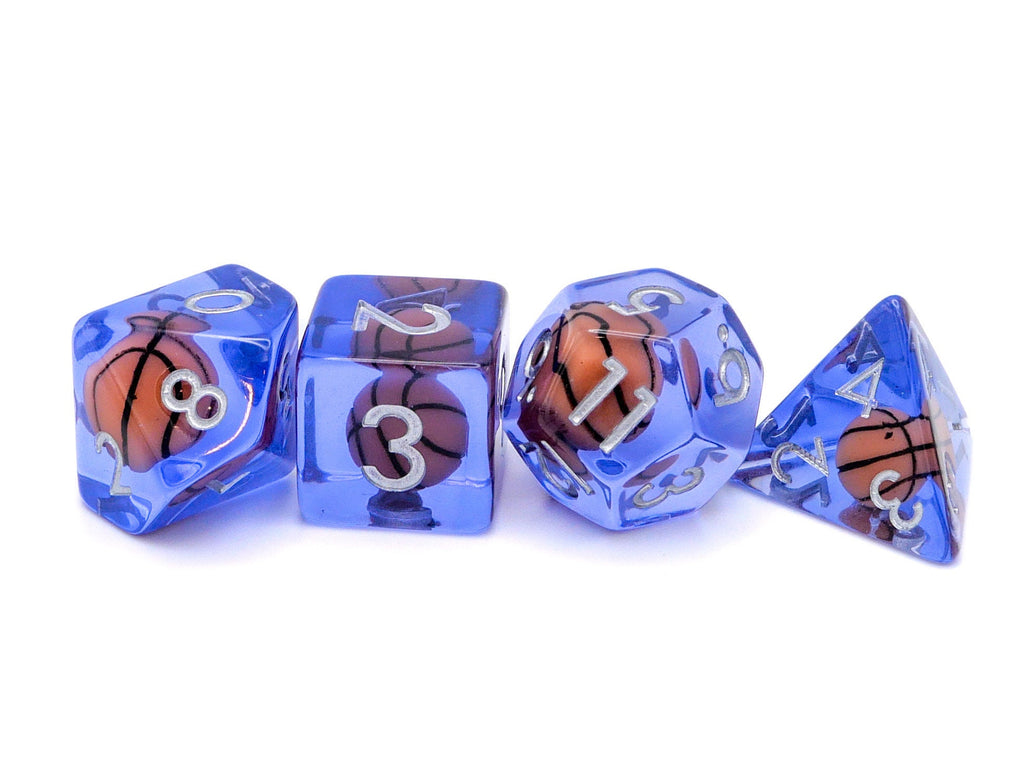 Basketball Resin DnD Dice Set: 7 Piece RPG Dice