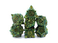 Blooming Flower Metal DnD Dice Set: 7 Piece Plant RPG Dice
