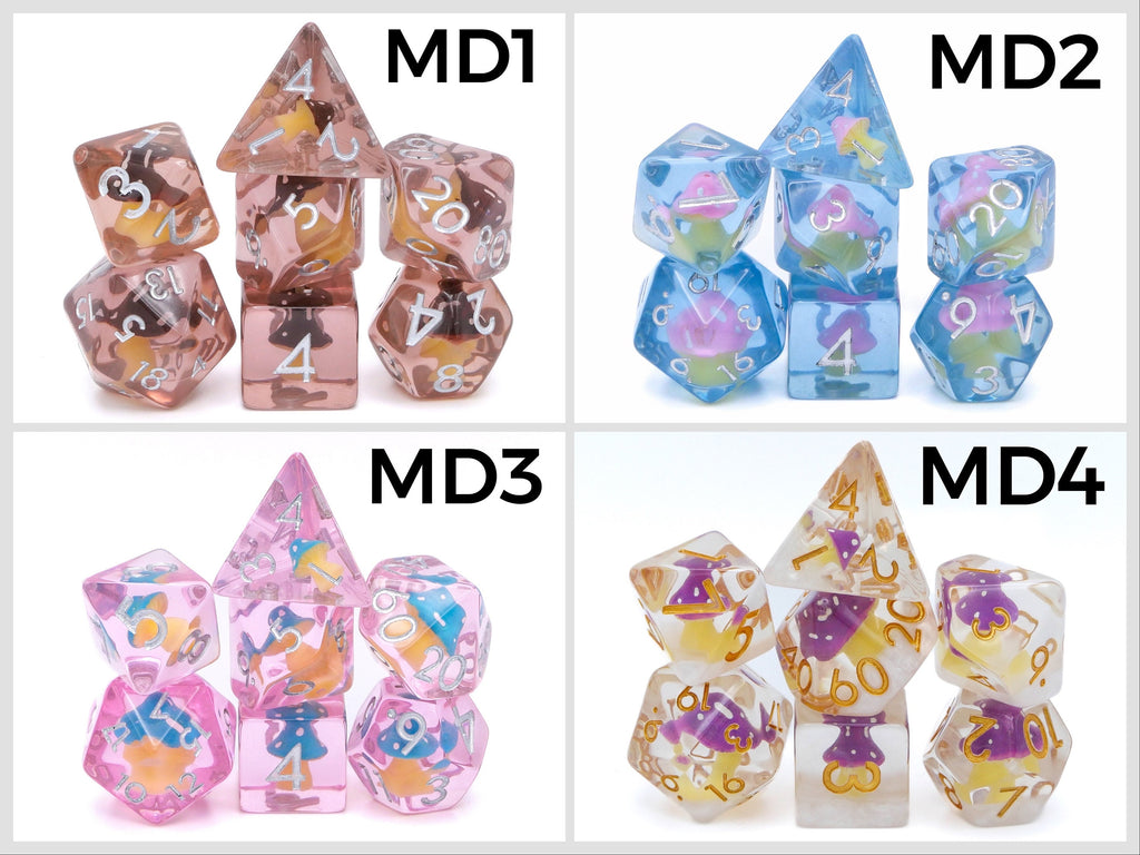 Mushroom Reain DnD Dice Set: 7 Piece Fungus RPG Dice, 10+ Colors