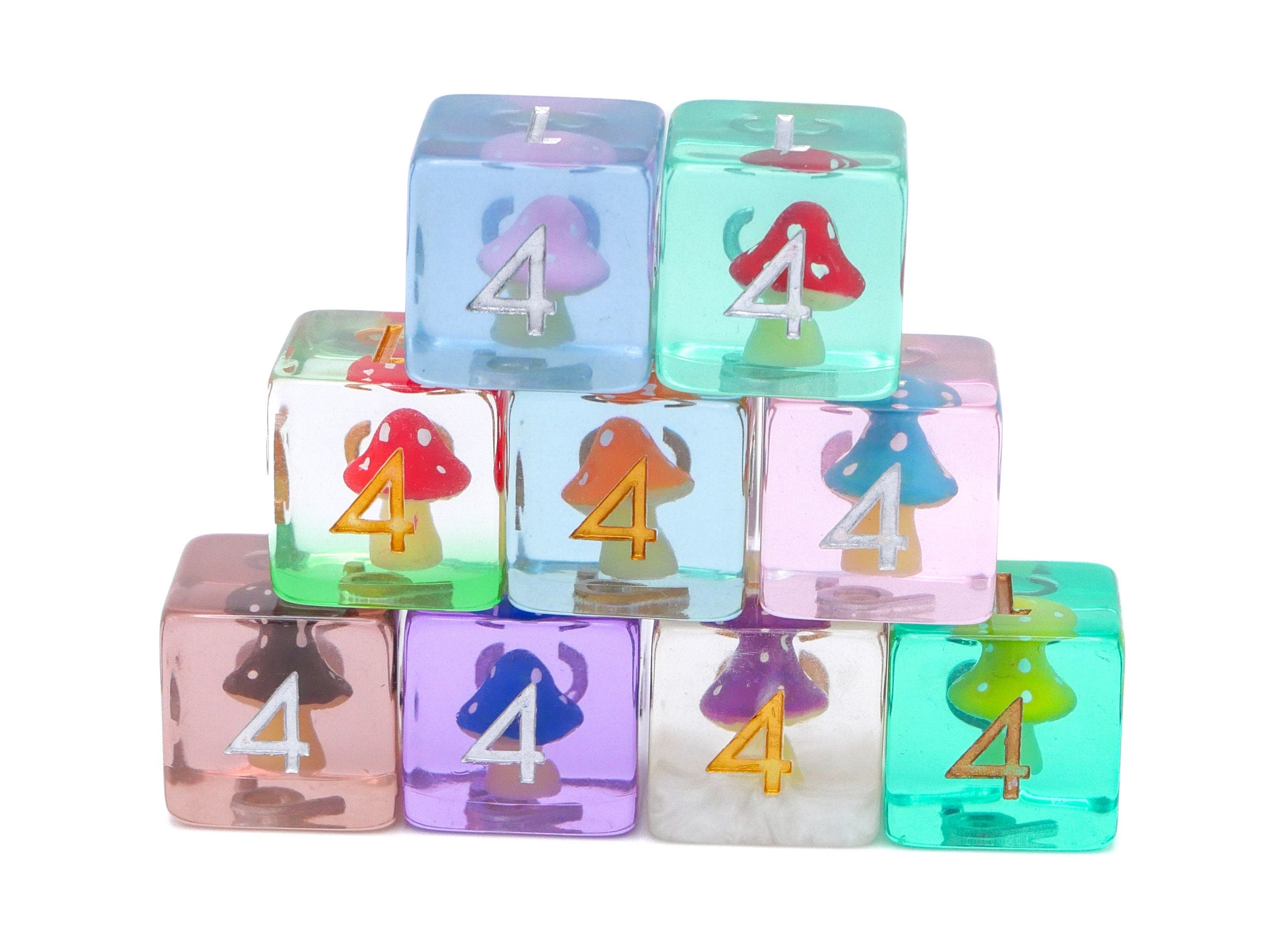 Mushroom Reain DnD Dice Set: 7 Piece Fungus RPG Dice, 10+ Colors