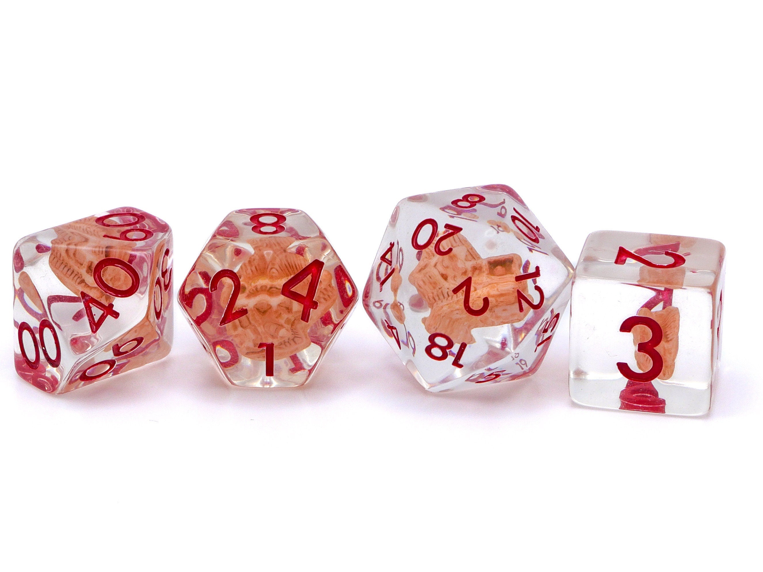 Dinosaur Bone Resin DnD Dice Set: 7 Piece Fossil RPG Dice