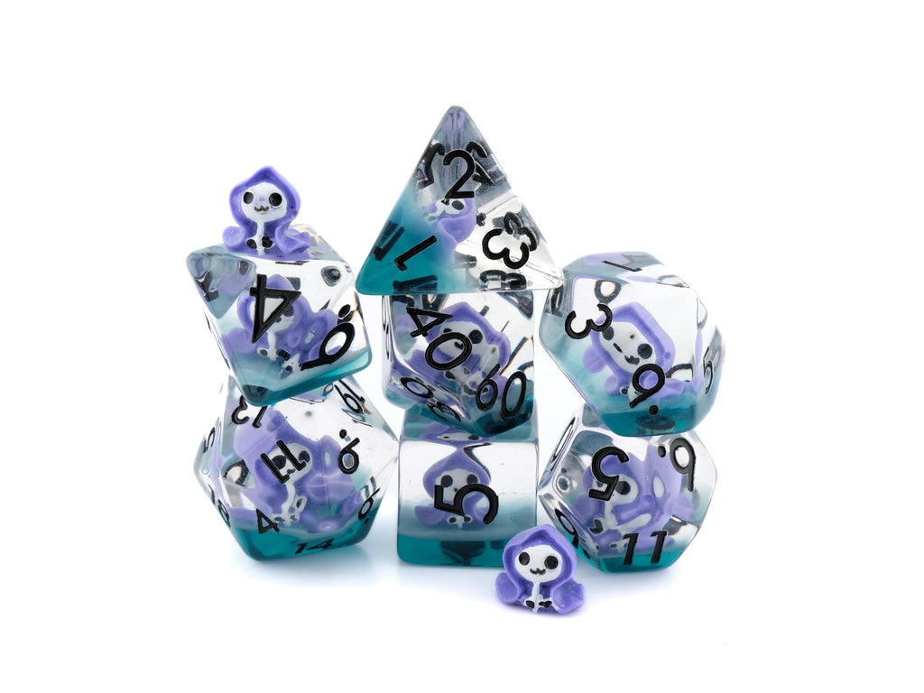 Grim Reaper DnD Dice Set | 7 Piece RPG Dice | Ghost Blood Dice | Spirit Dice | Dungeons & Dragons | Supernatural Dice | Tabletop RPG Gift