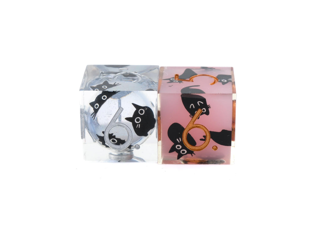 Black Cat DnD Dice Set: Sharp Edge Resin RPG Dice