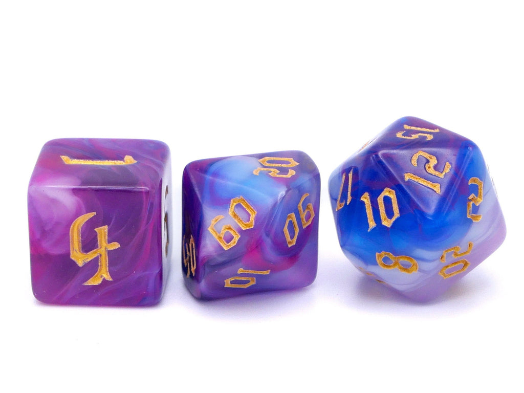Dream Cascade Acrylic DnD Dice Set: 7 Piece RPG Dice