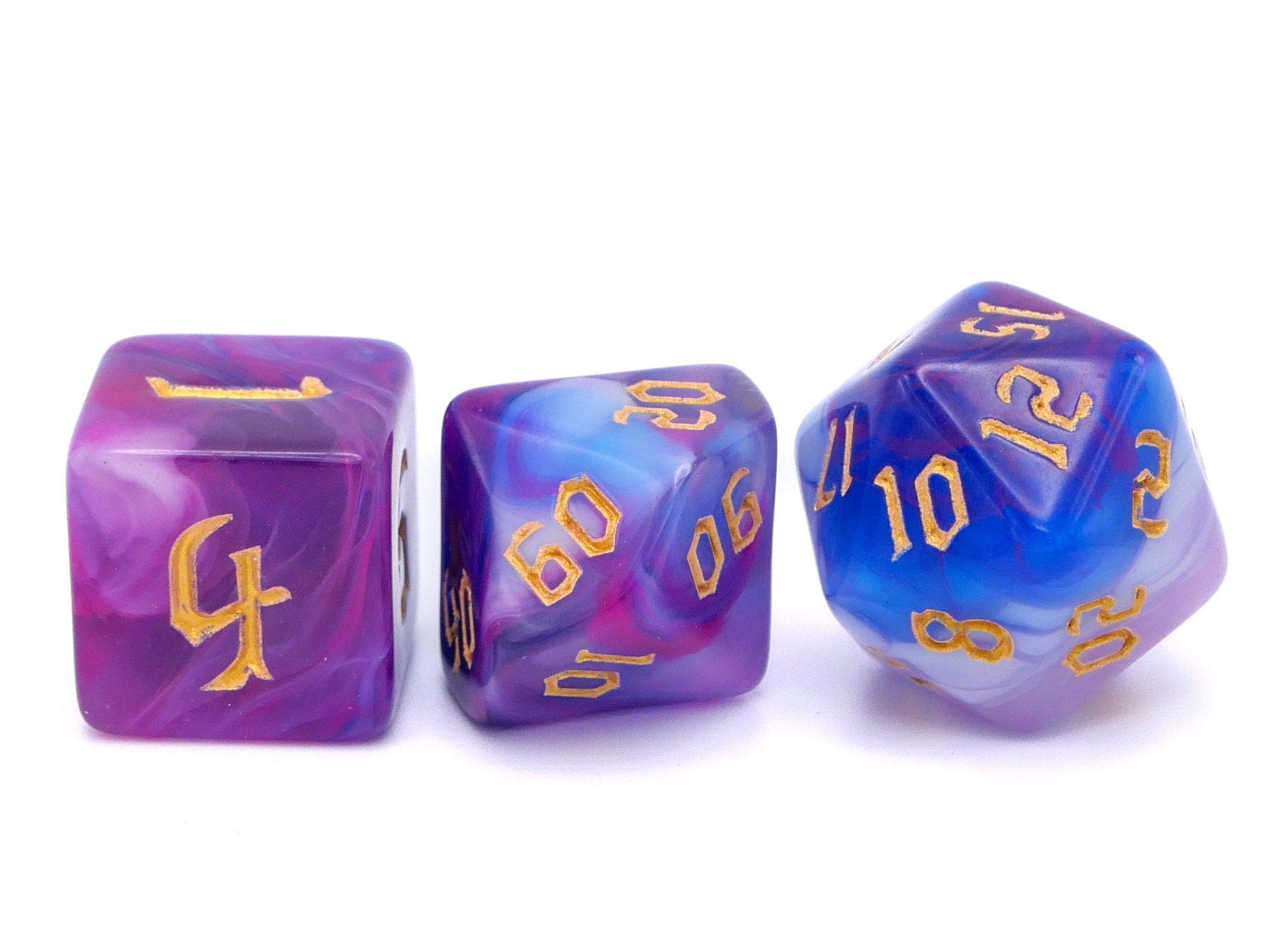 Dream Cascade Acrylic DnD Dice Set: 7 Piece RPG Dice