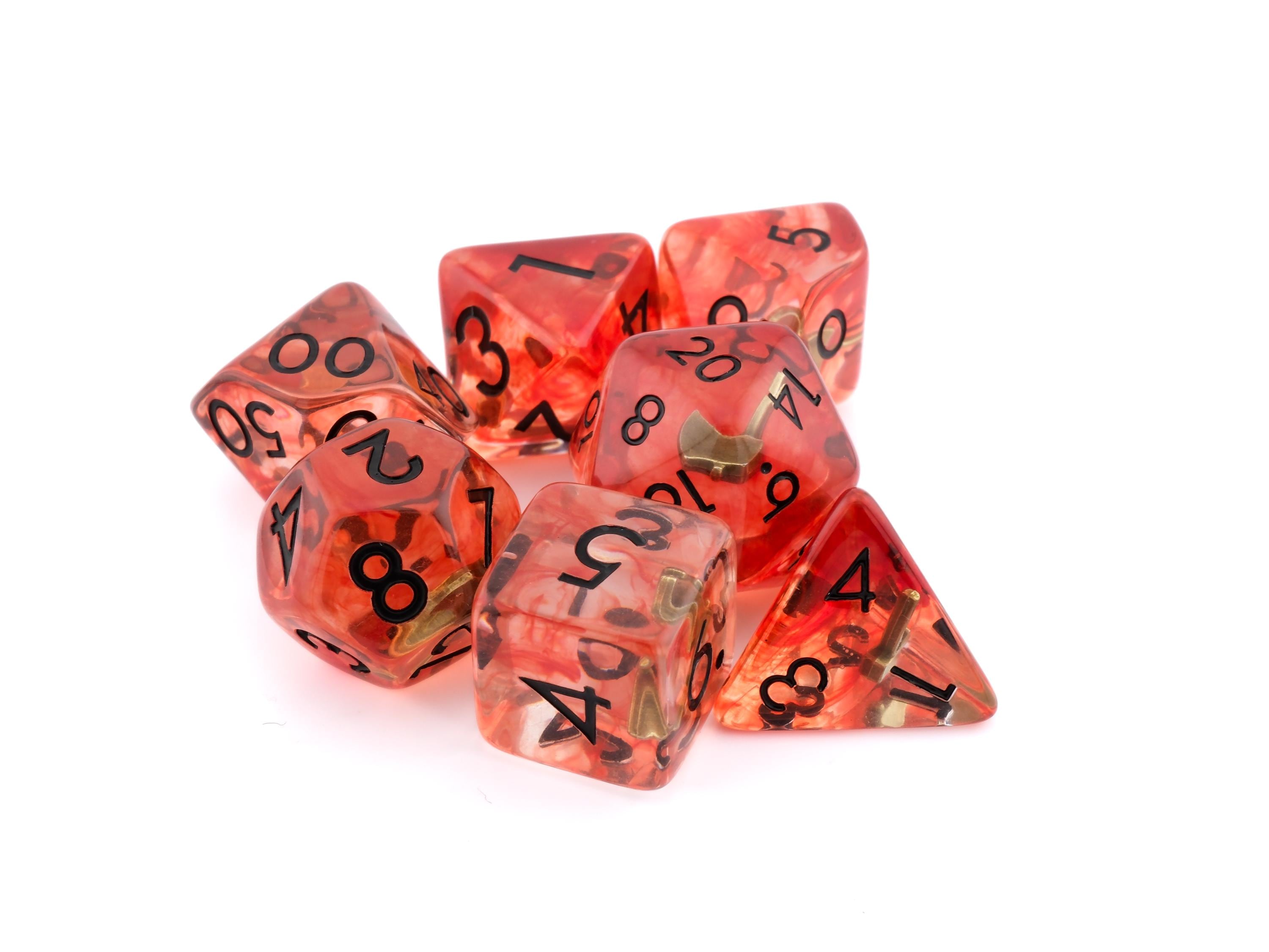 Axe Resin DnD Dice Set: 7 Piece Medieval RPG Dice