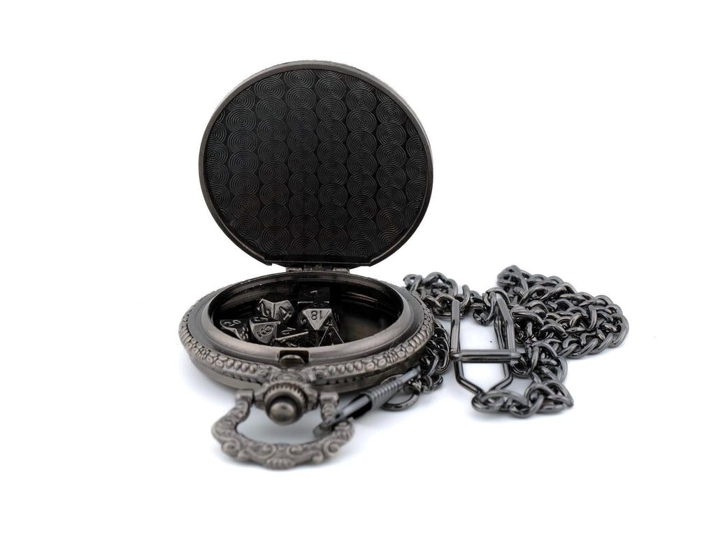 Rogue Pocket Watch Mini DnD Dice Set: 7-Piece Stealthy RPG Locket Dice
