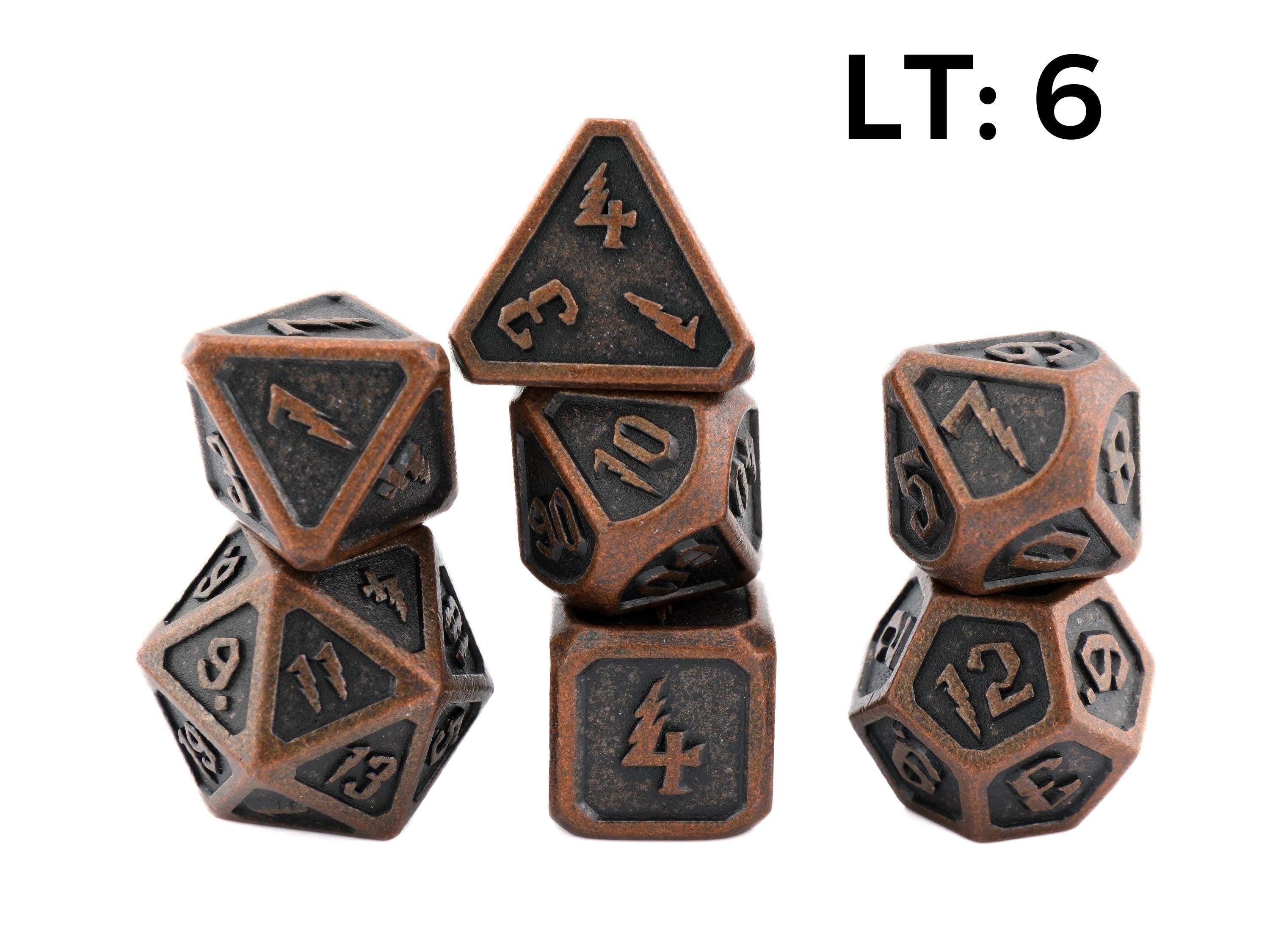 Lightning Metal DnD Dice Set: 7-Piece Heavy RPG Dice