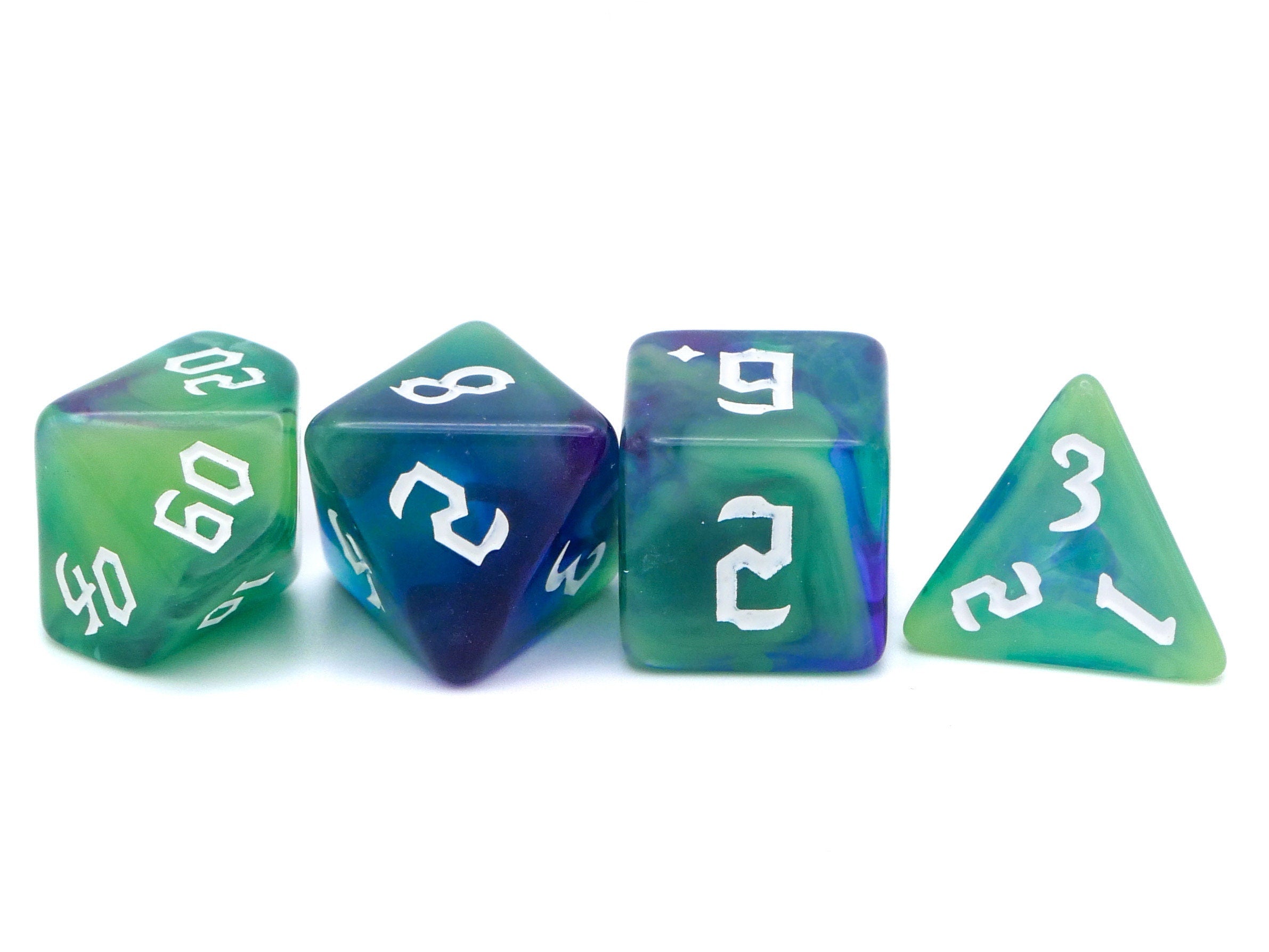 Ocean Dream Acrylic DnD Dice Set: 7 Piece RPG Dice