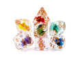 Flower Resin DnD Dice Set: 7 Piece Colorful Plant RPG Dice