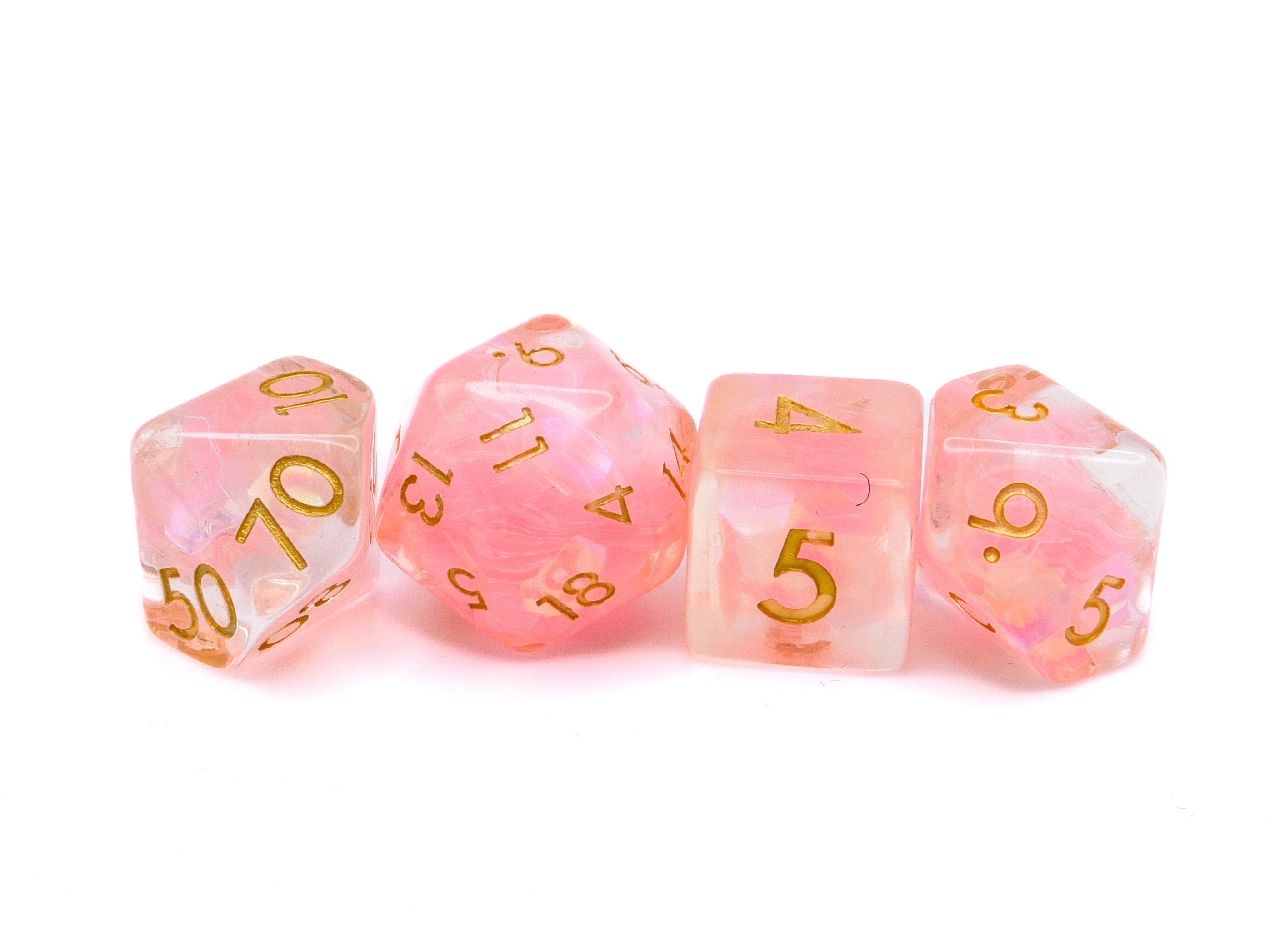 Flamingo Storm Resin DnD Dice Set: 7-Piece RPG Dice