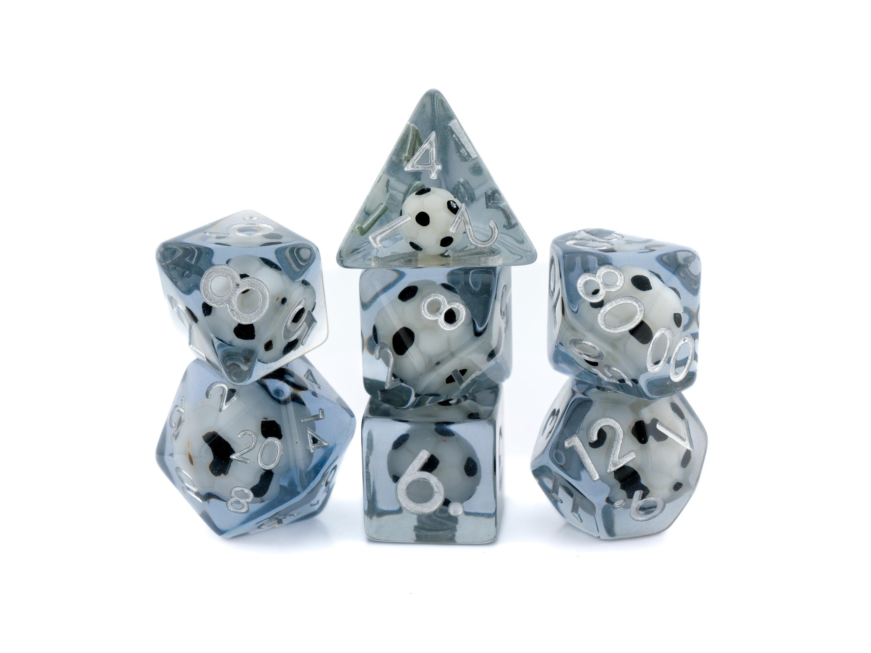 Soccer Ball Resin DnD Dice Set: 7 Piece Sport Themed RPG Dice