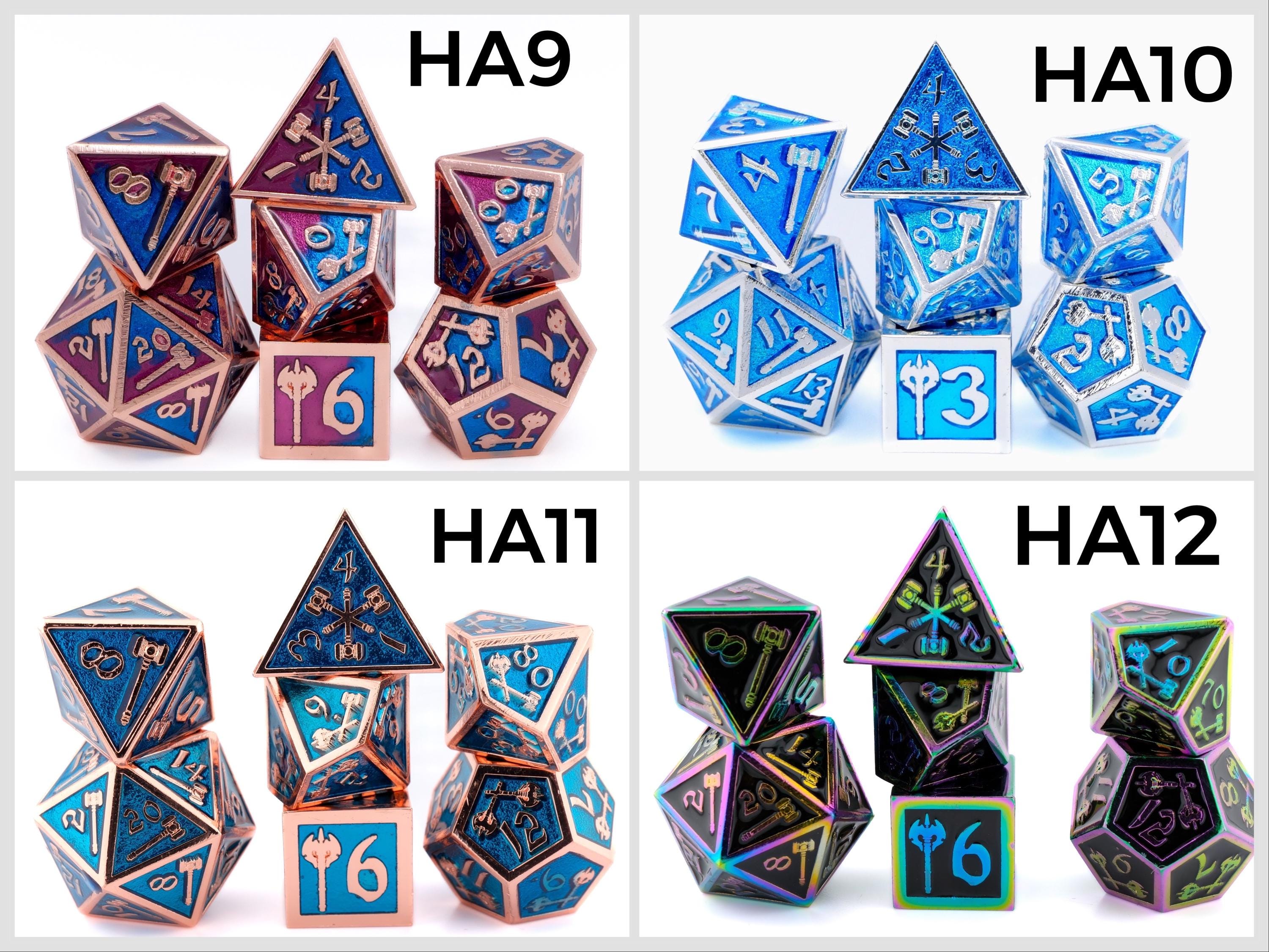 Hammer & Axe Metal DnD Dice Set: 7-Piece Barbarian RPG Dice