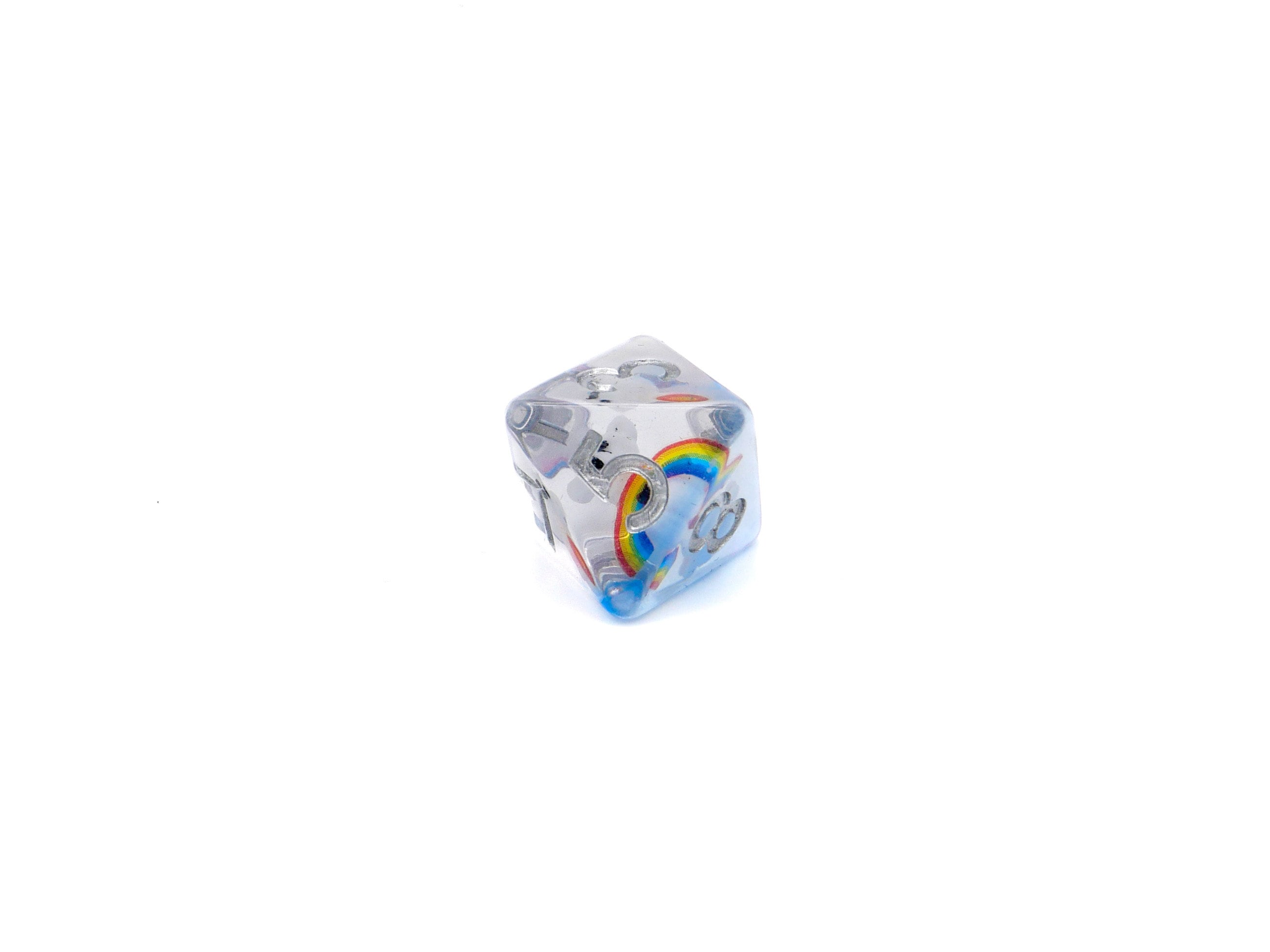 Rainbow Bear DnD Dice Set | 7 Piece Resin RPG Dice | Colorful Cute Teddy Bear | Rainbow Dice | Dungeons & Dragons | Nerdy Gamer Gift